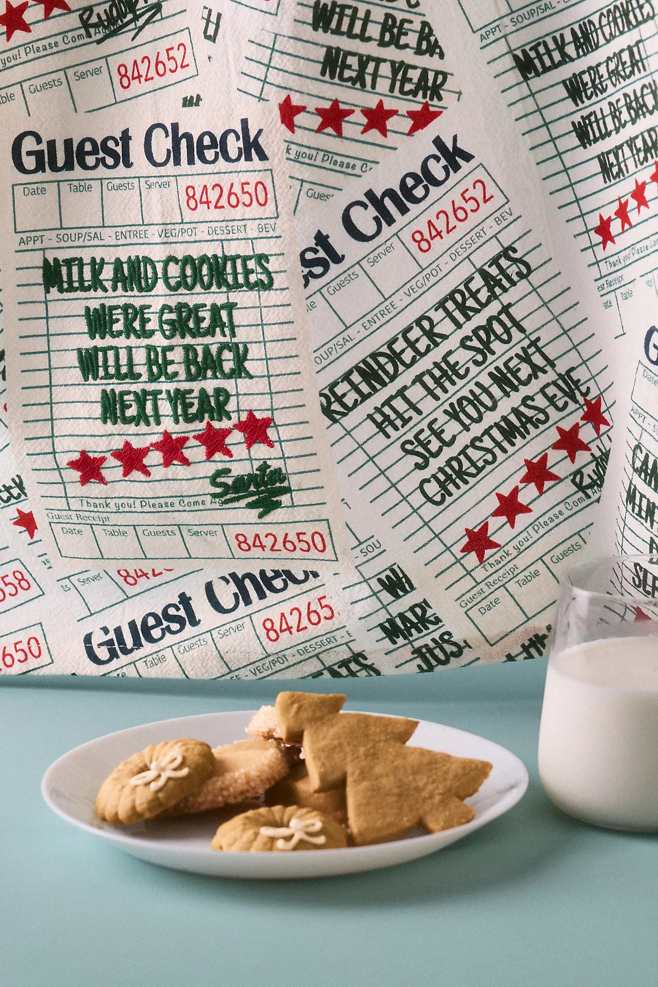 Tomeerkat by Hazal Özkara Christmas Check Embroidered Dish Towel