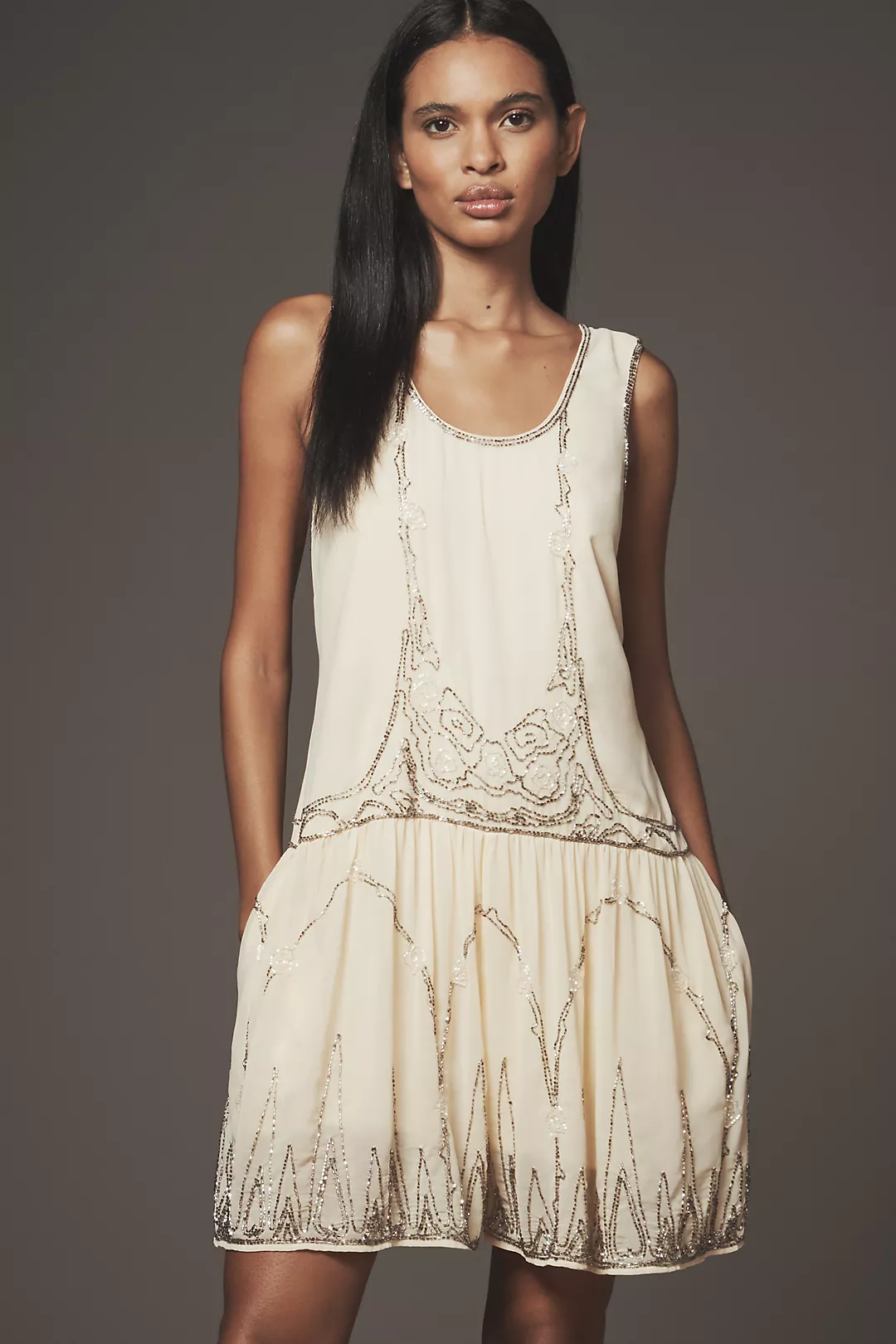 By Anthropologie Sleeveless Embellished Romper