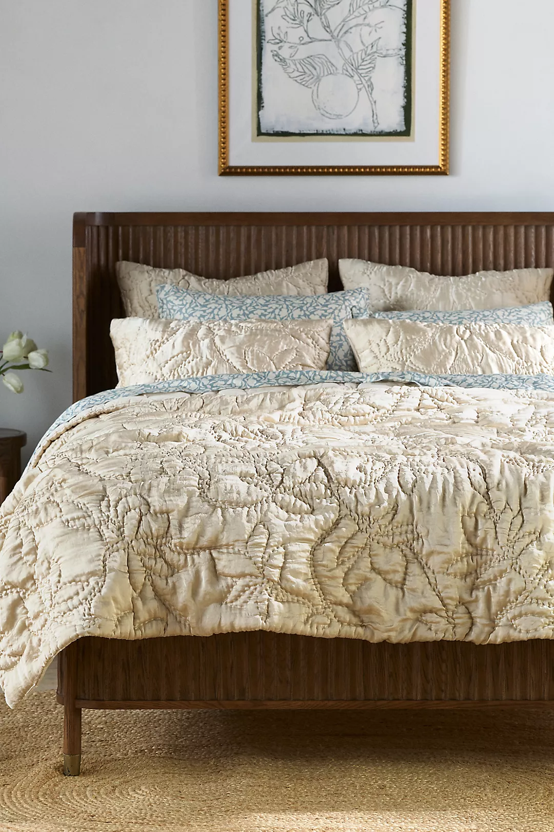Silky Floral Stitched Quilt