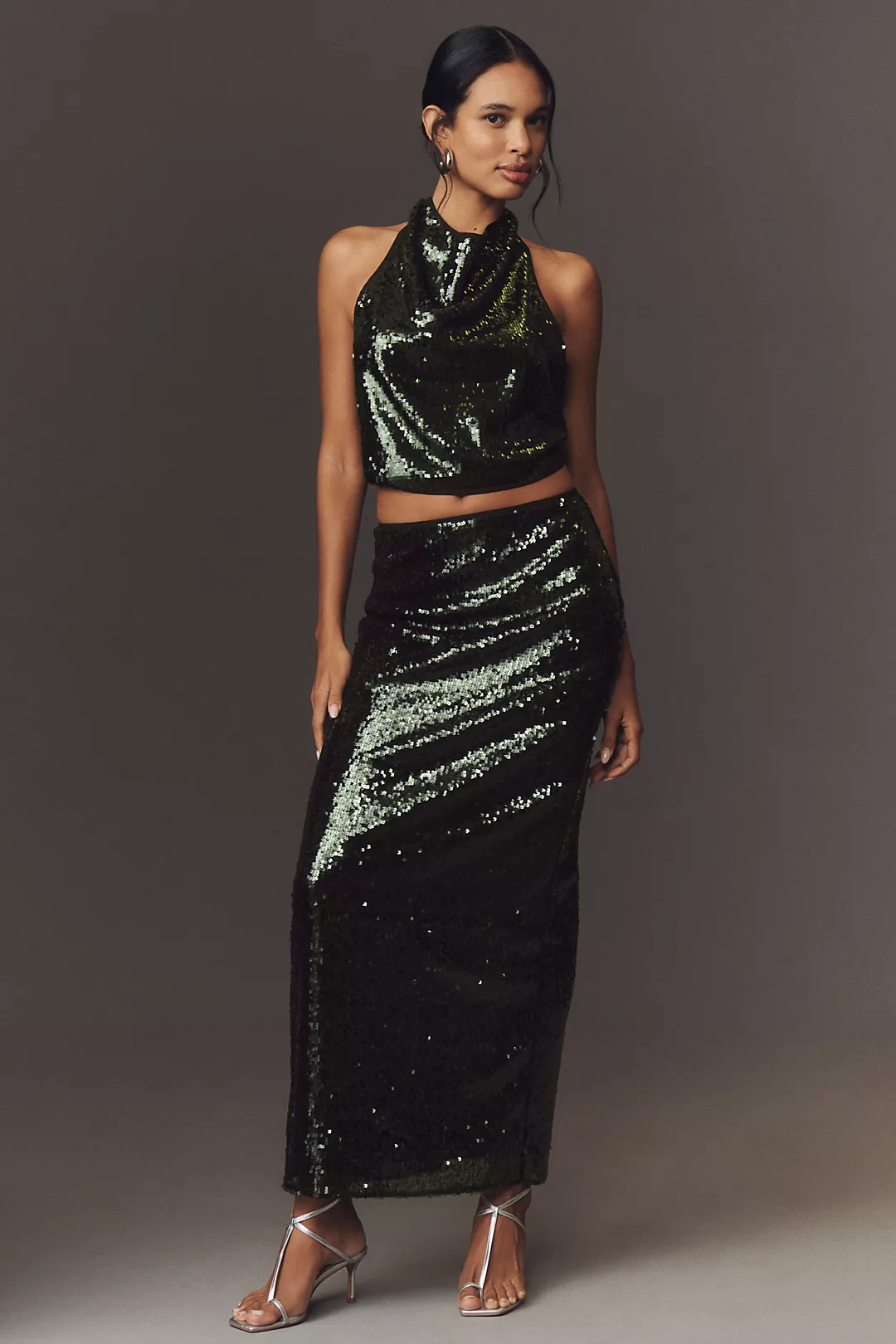 Shona Joy Sequin A-Line Maxi Skirt