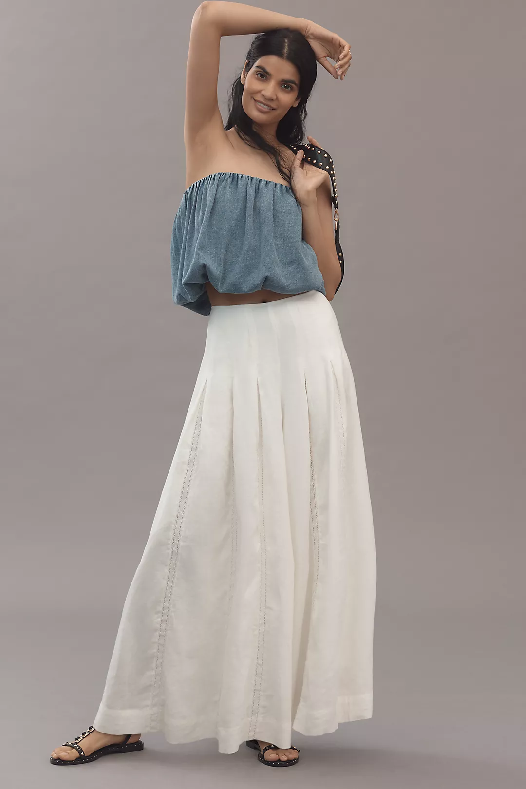 By Anthropologie Linen Blend Pleated Wide-Leg Pants