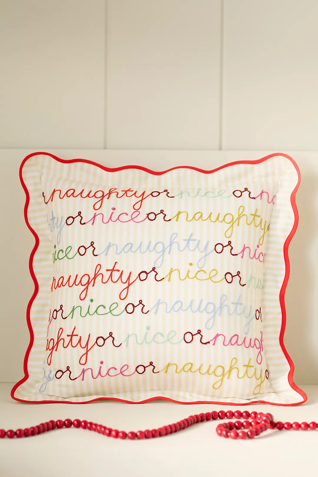 Marlise Embroidered Cotton Holiday Pillow
