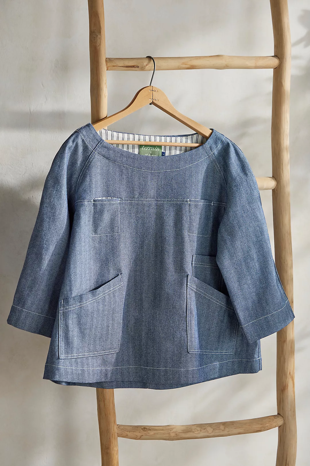 Terrain x Of Dress Gardening Smock, Denim Herringbone