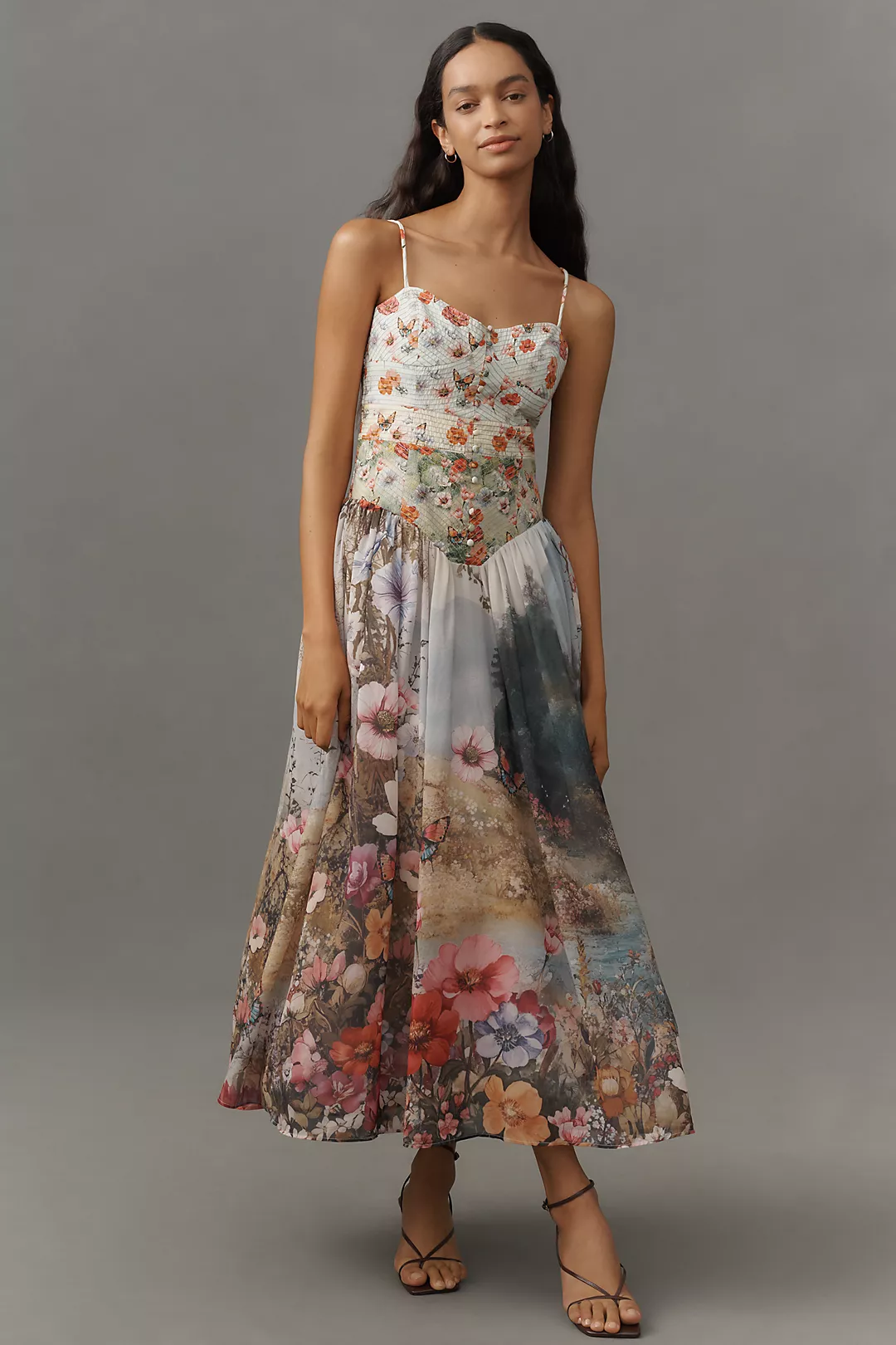 The Muse Basque-Waist Midi Dress