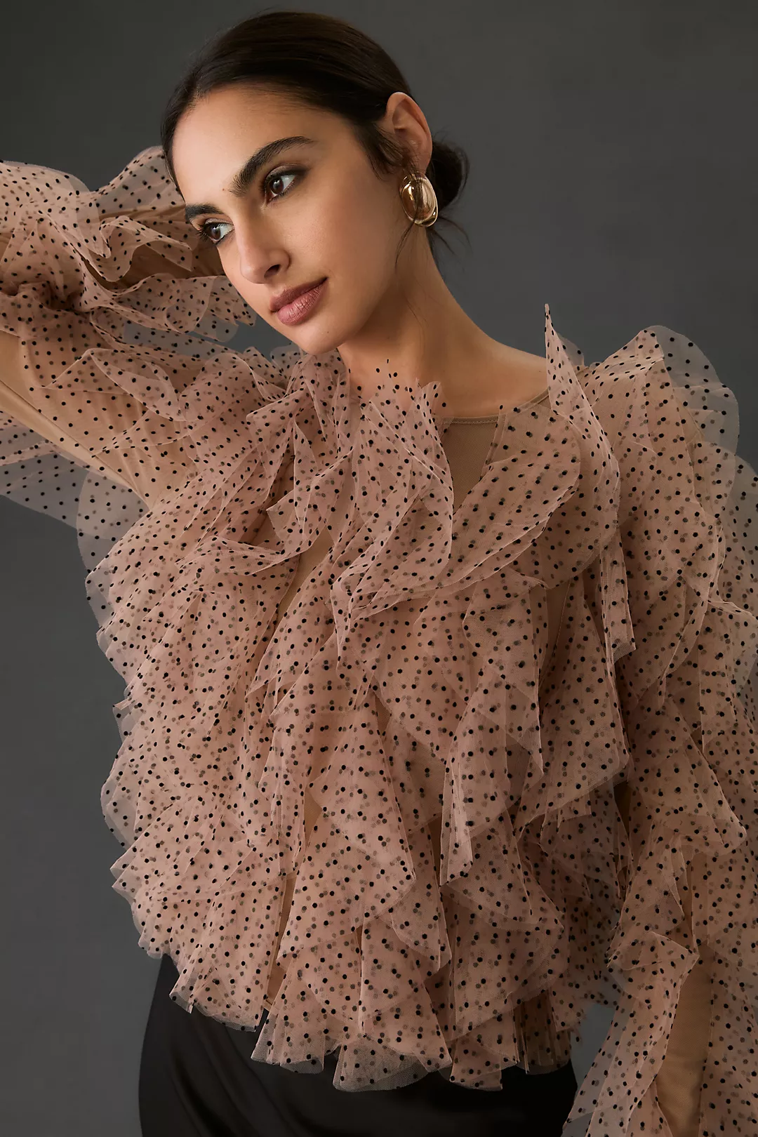 Dolan Left Coast Mesh Ruffle Top