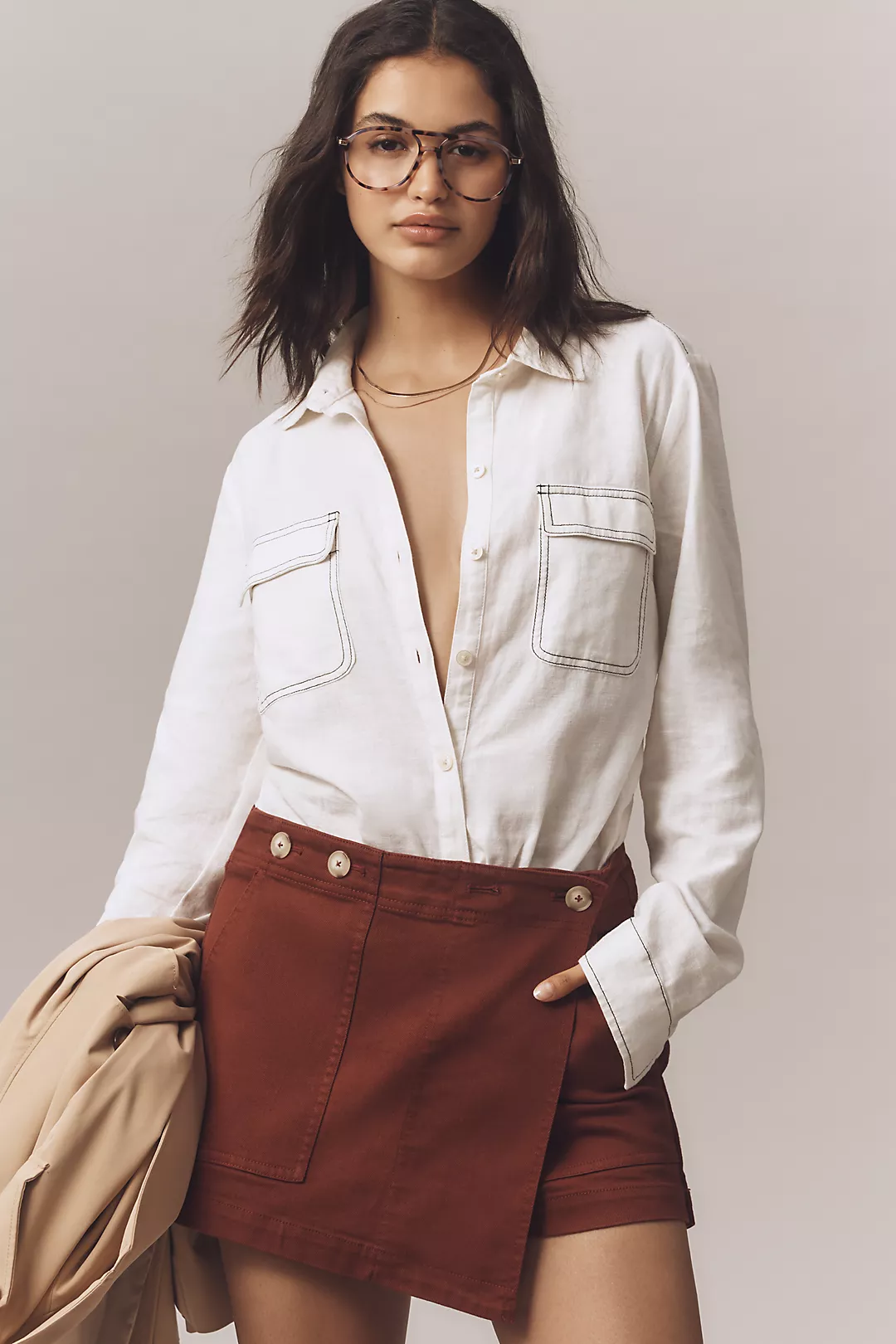 The Kit High-Rise Utility Skort by Pilcro