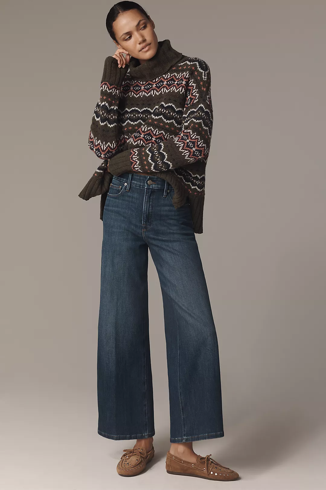 Good American Soft Tech Good Waist Palazzo Crop Jeans