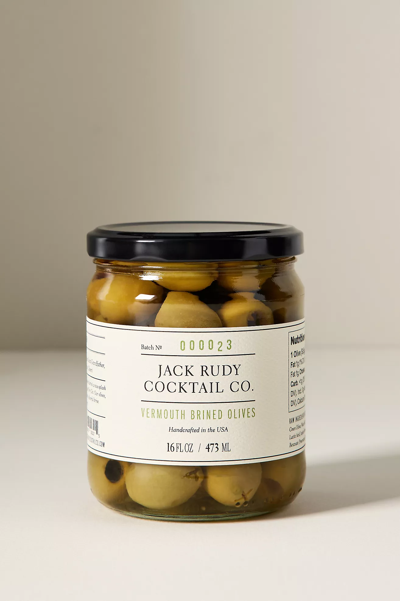 Jack Rudy Cocktail Co. Vermouth Brined Olives and Olive Brine, Set of 2