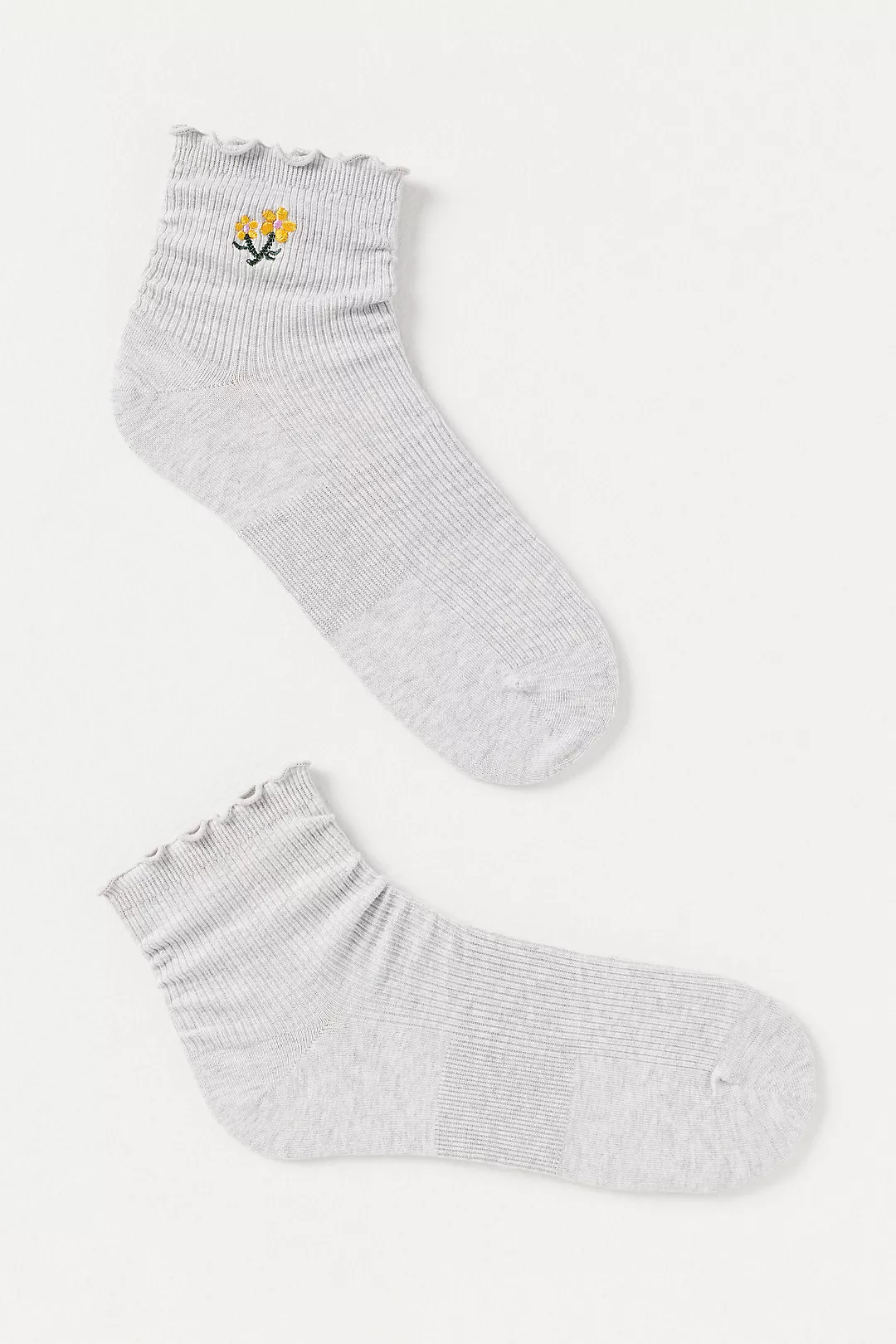 Bombas Embroidered Ruffle Rib Quarter Socks