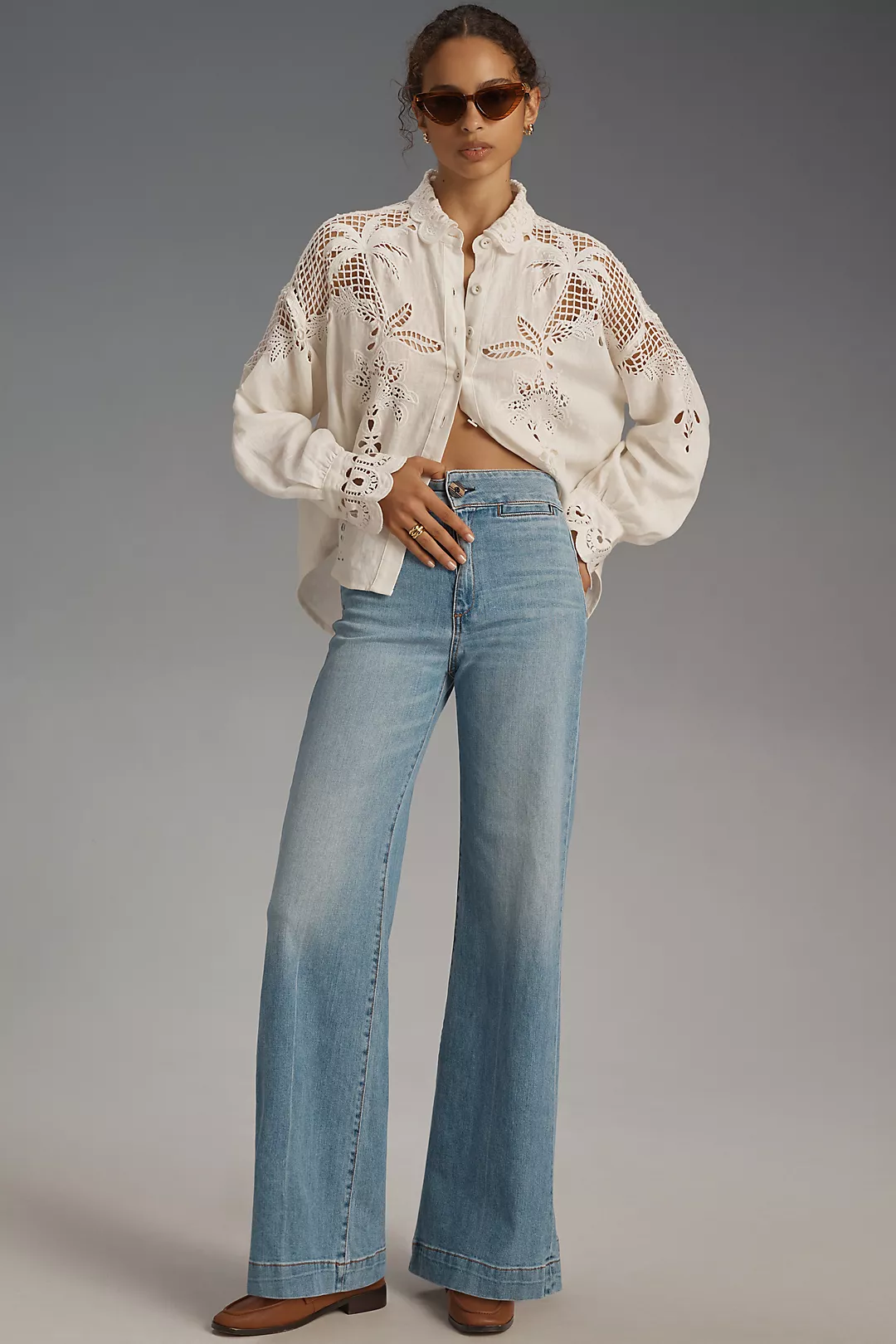 ASKK NY Brighton High-Rise Wide-Leg Jeans