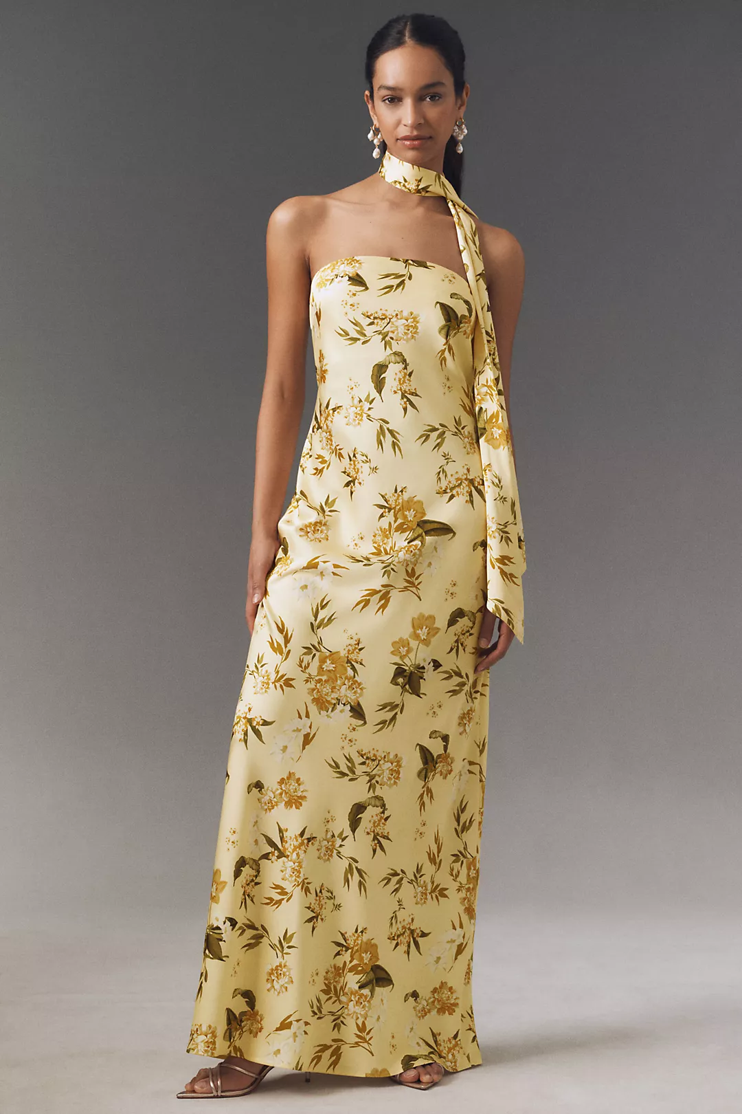 Sachin & Babi Molly Scarf-Neck Strapless Column Maxi Dress