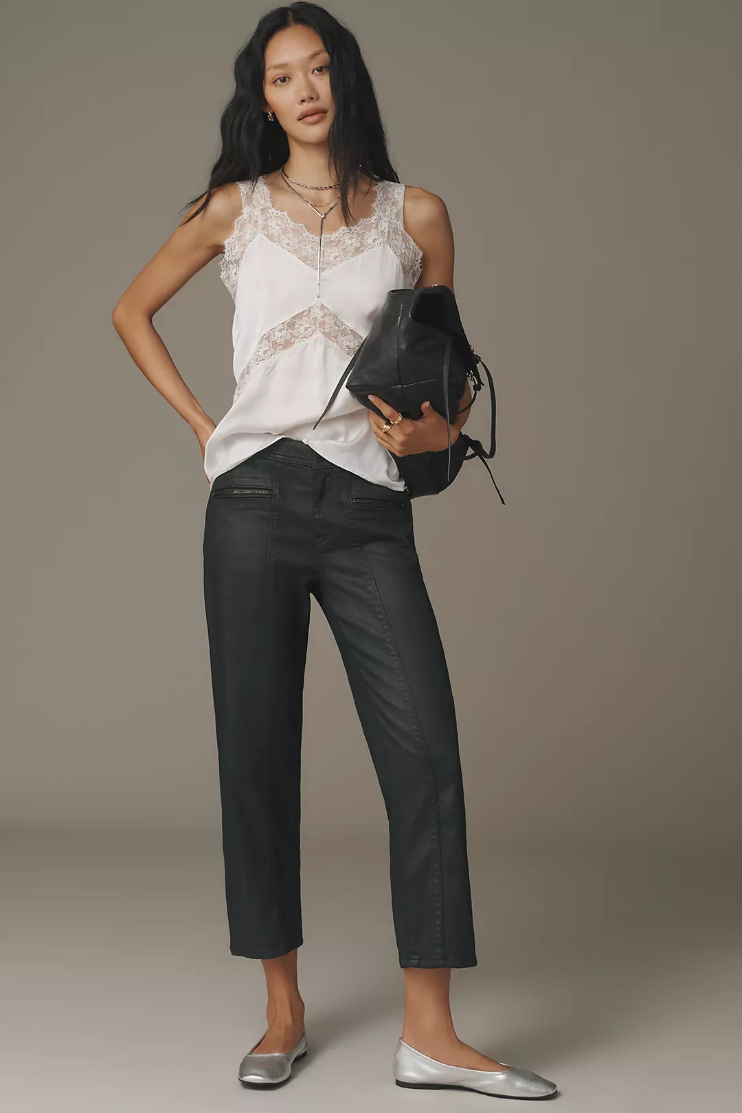 Pilcro Moto Crop Mid-Rise Straight-Leg Jeans