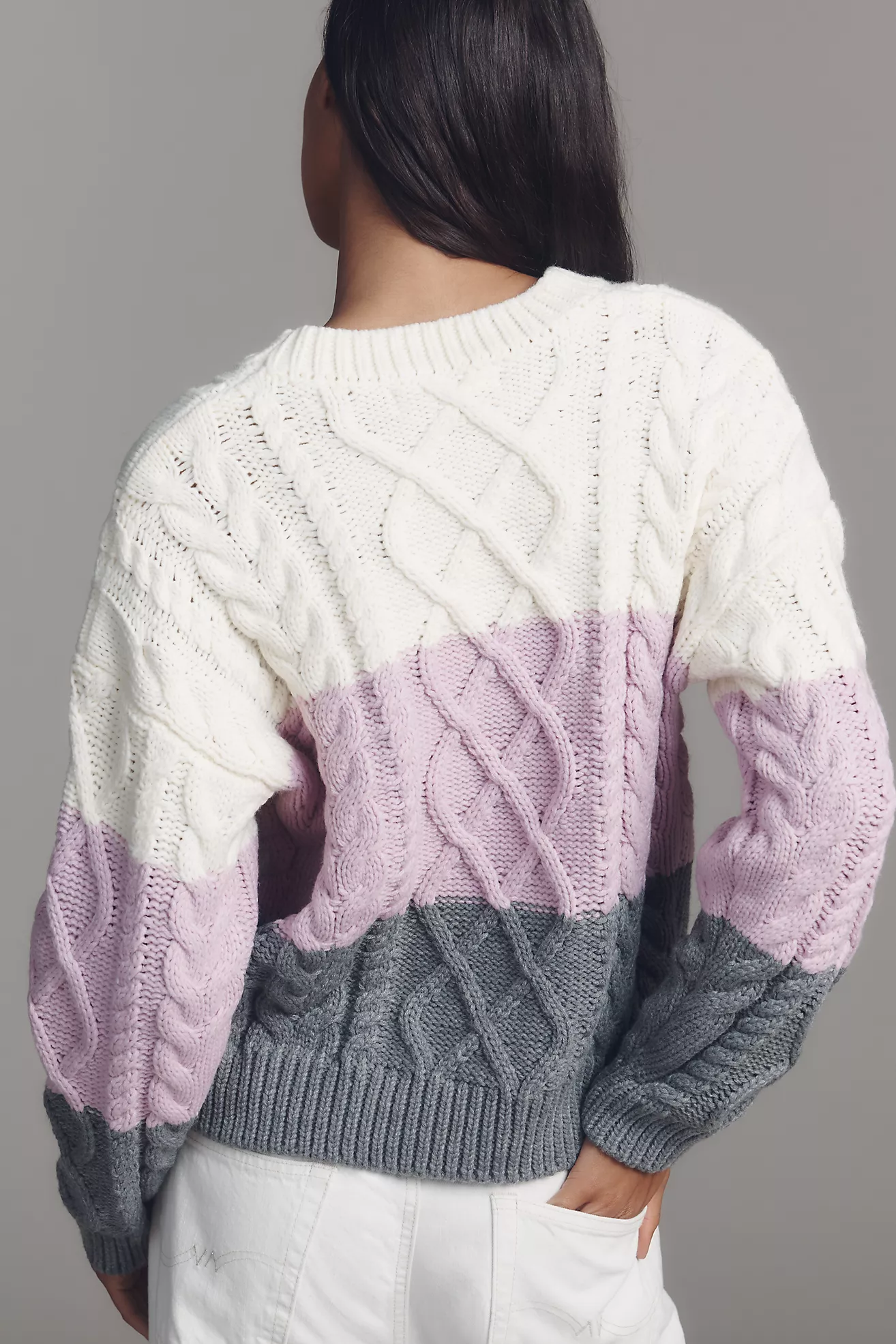 English Factory Colorblock Cable-Knit Sweater