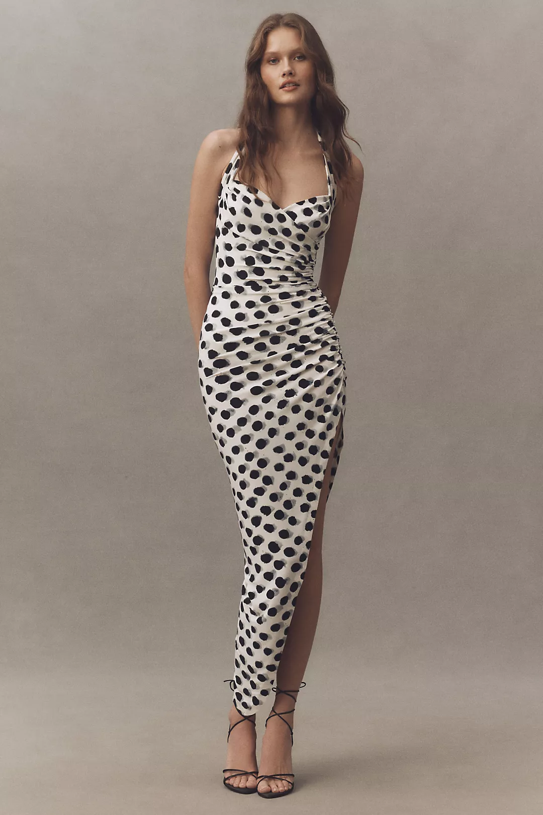 Norma Kamali Cayla Side Draped Jersey Halter Dress