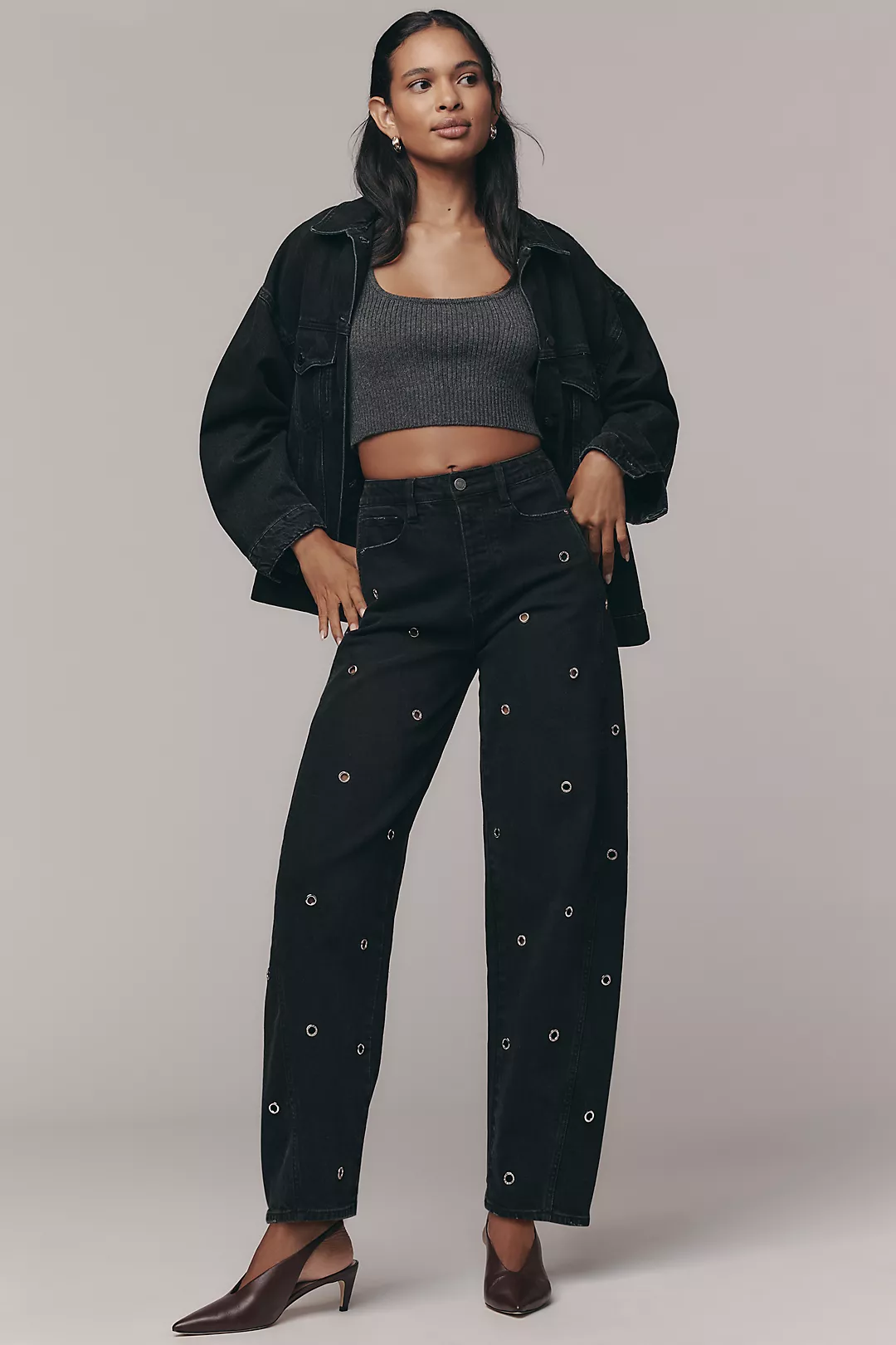 Habitual Evie High-Rise Embellished Barrel Jeans