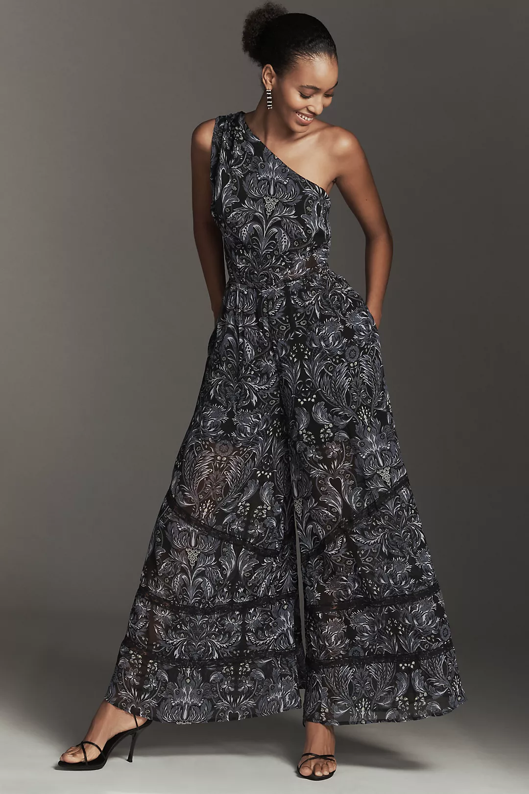 By Anthropologie One-Shoulder Printed Jumpsuit