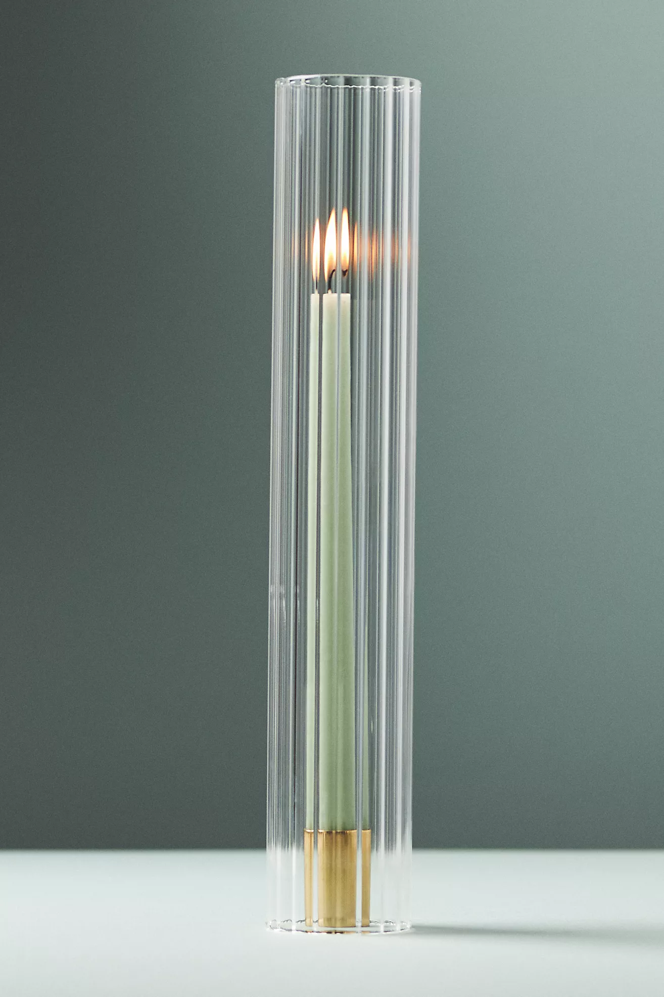 Ribbed Glass Chimney Candle Shade