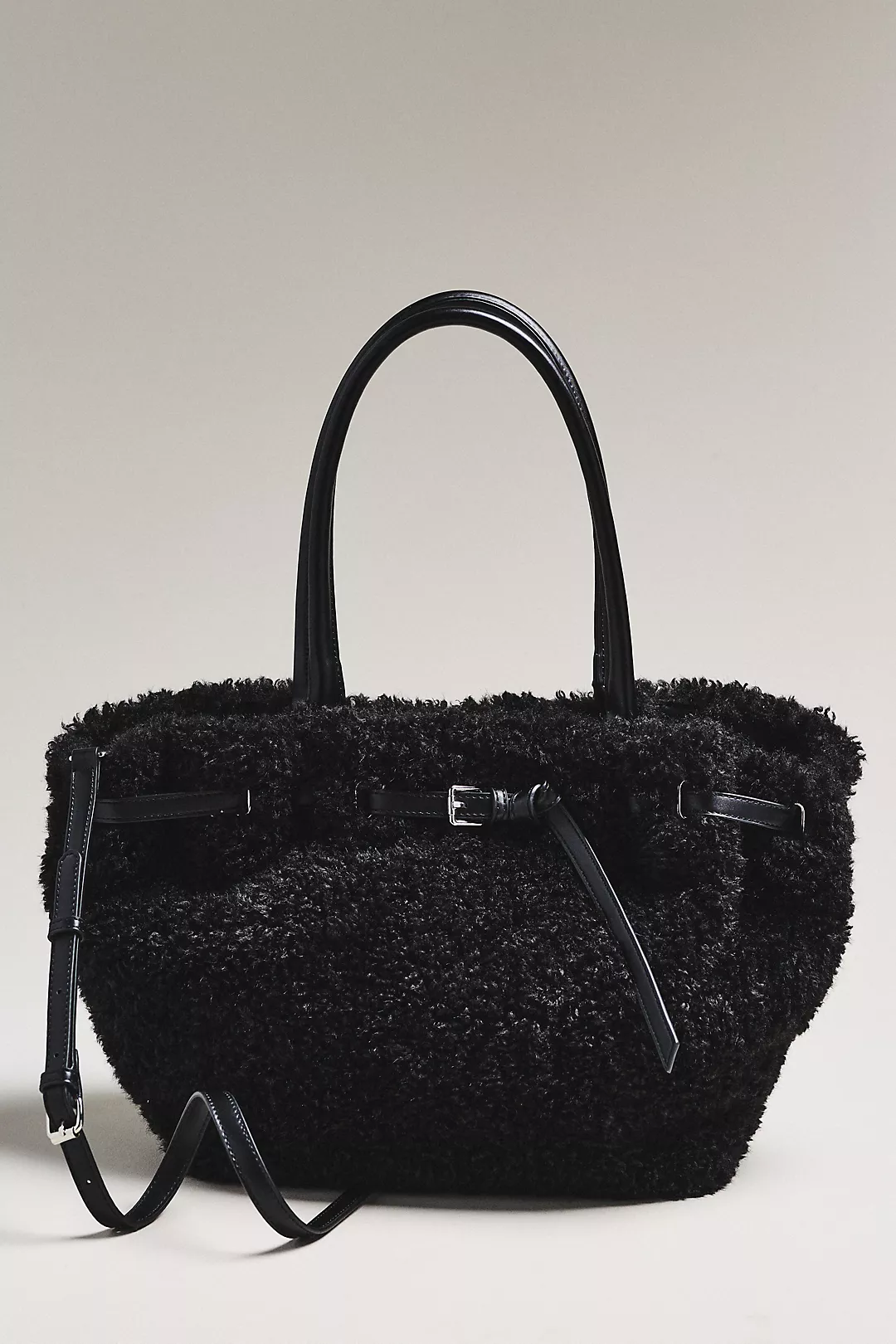 By Anthropologie Belted Sherpa Tote Bag