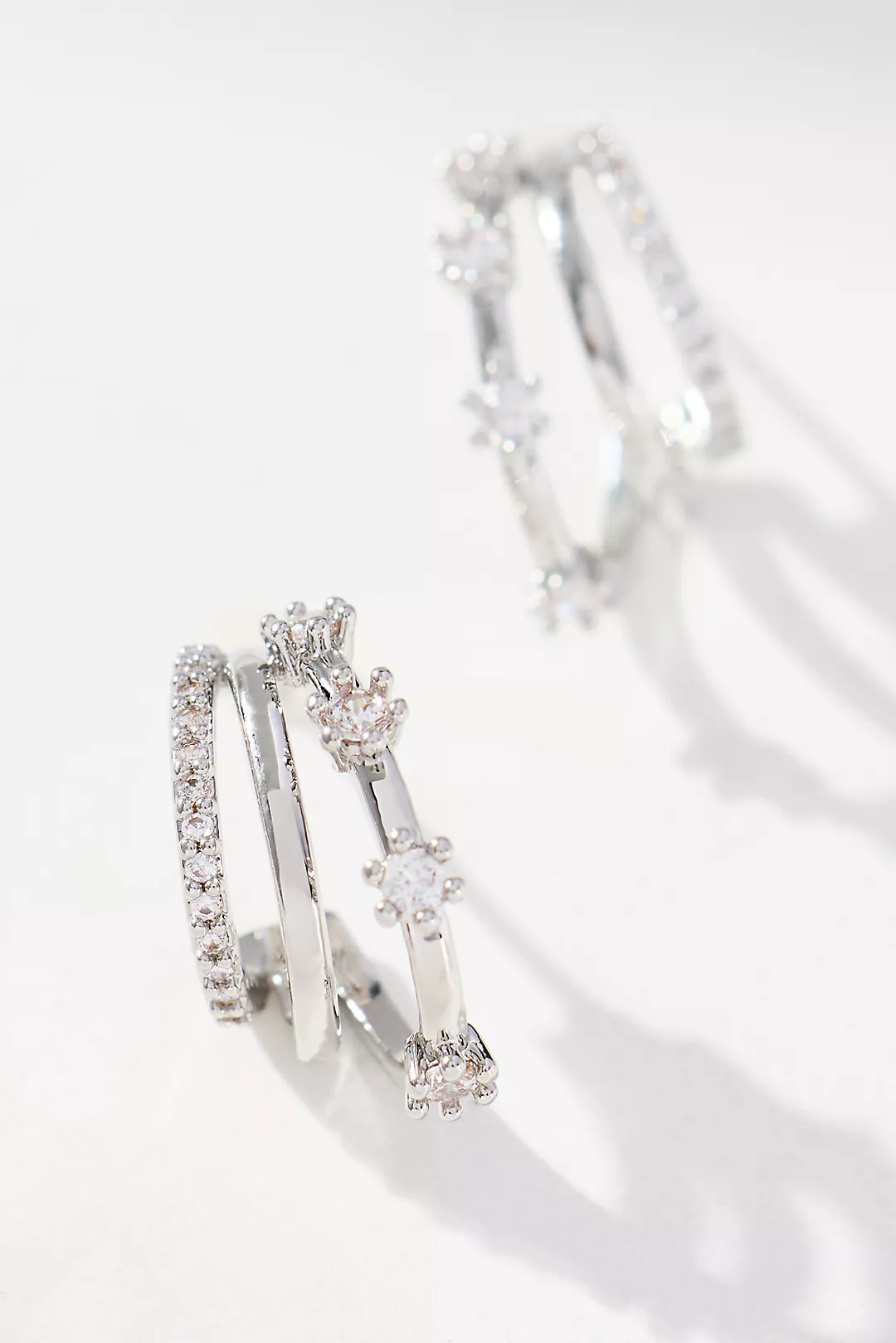 Triple Layer Crystal Huggie Earrings