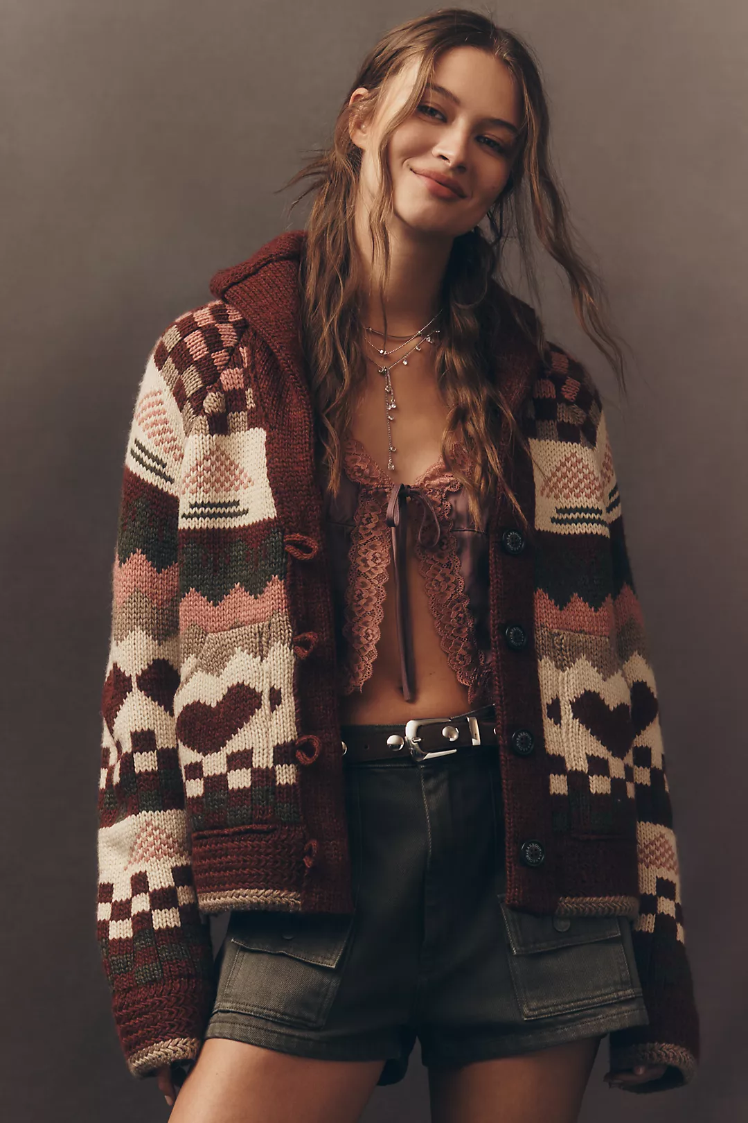 Barbour Ruby Fair Isle Wool Blend Cardigan Sweater