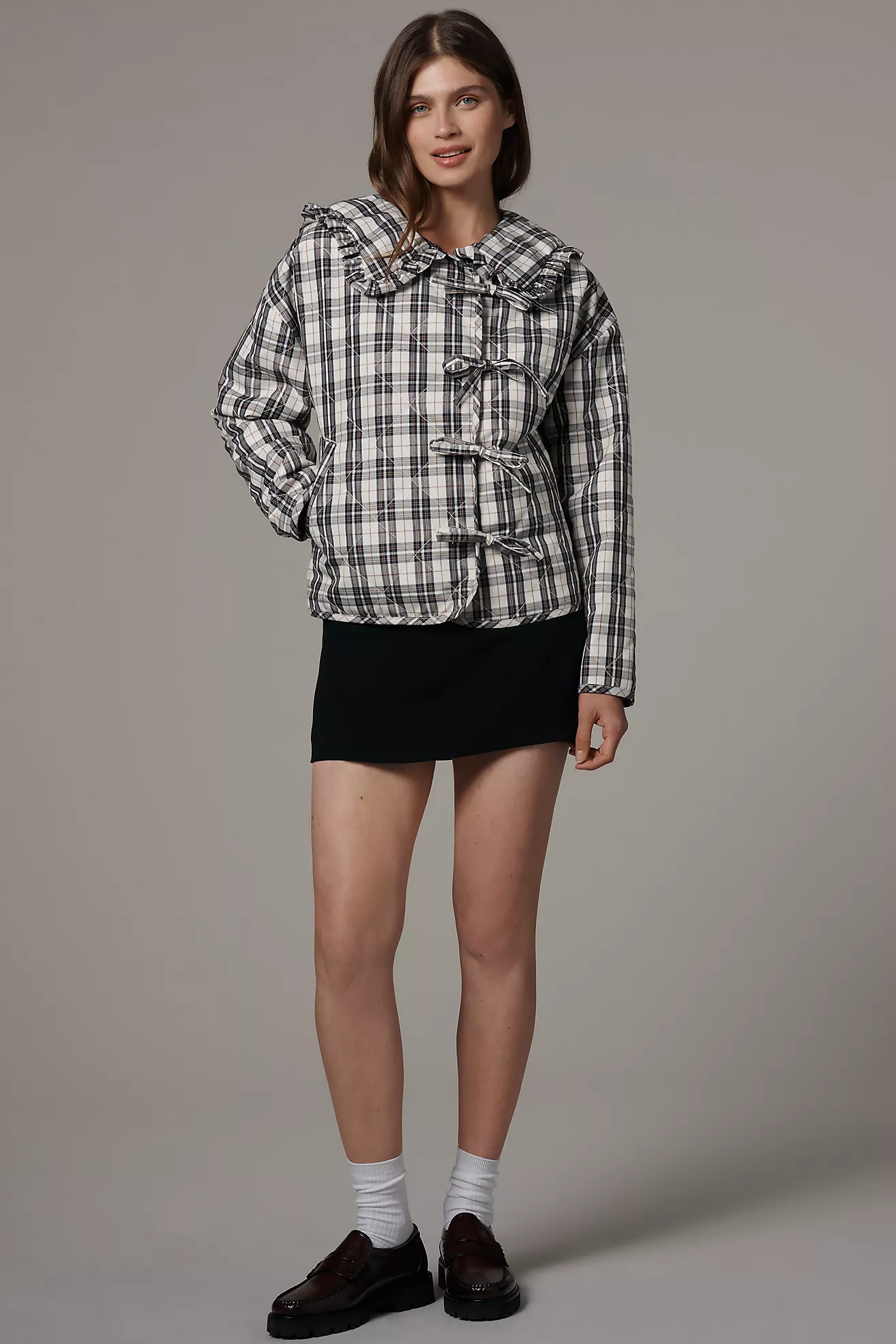 The Hazel Quilted Plaid Jacket by Maeve