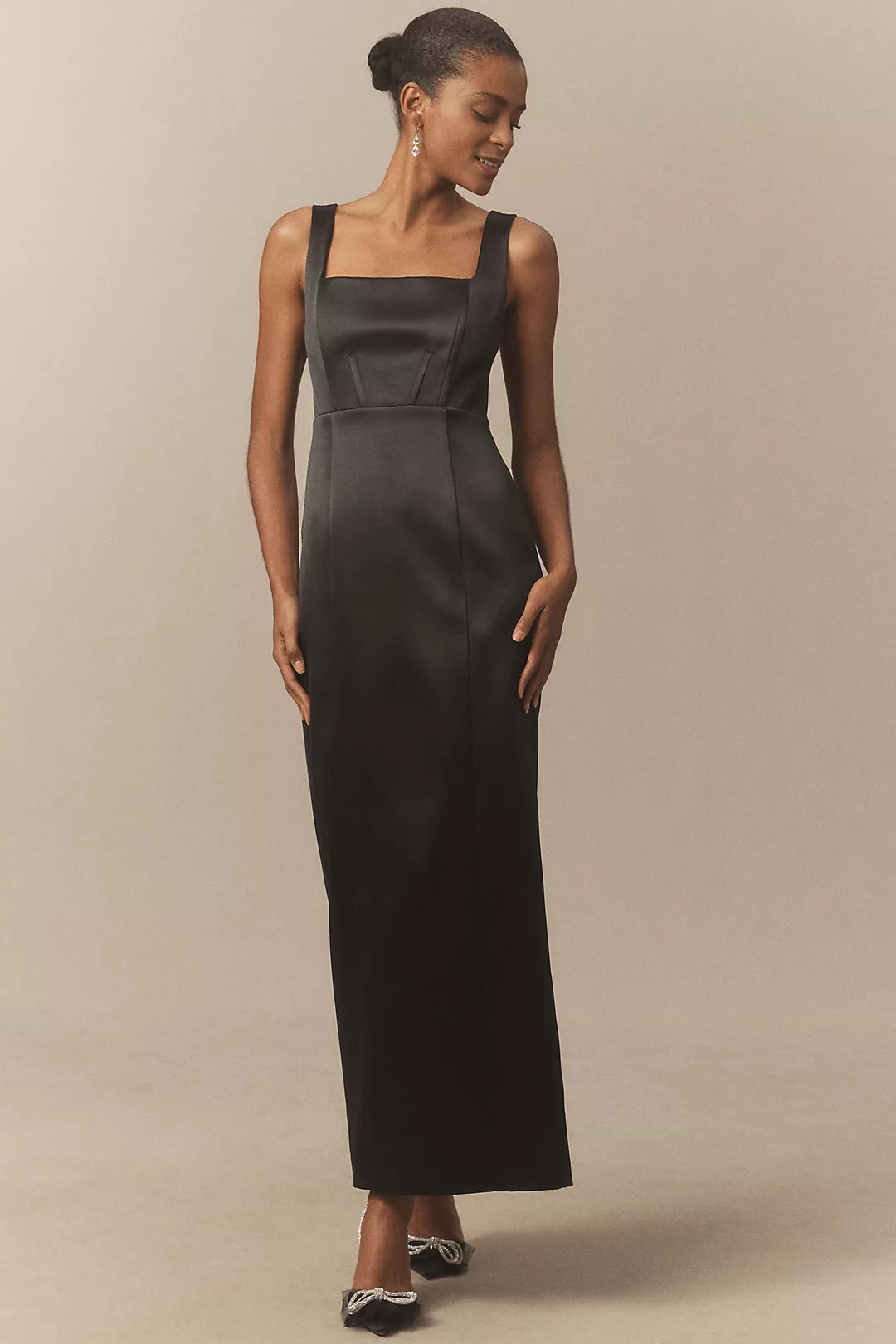 BHLDN Sleeveless Square-Neck Corset Maxi Dress