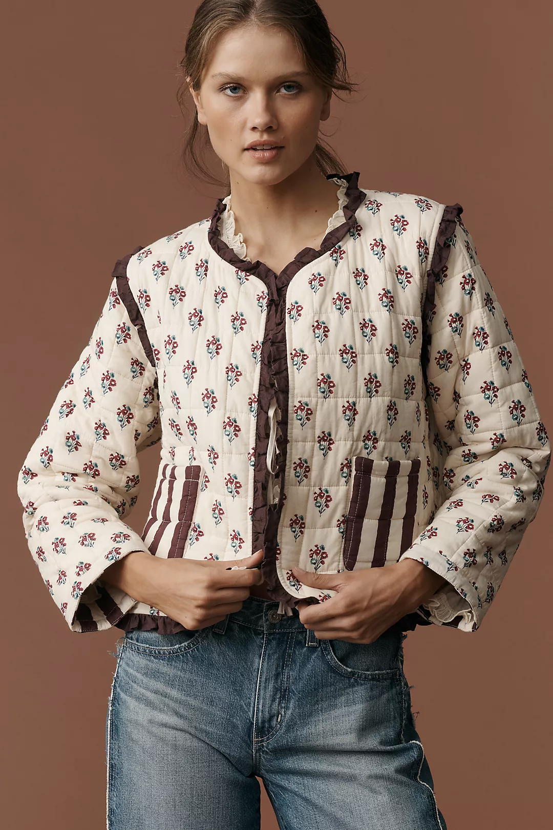 Ophelia & Indigo Reversible Quilted Floral Jacket