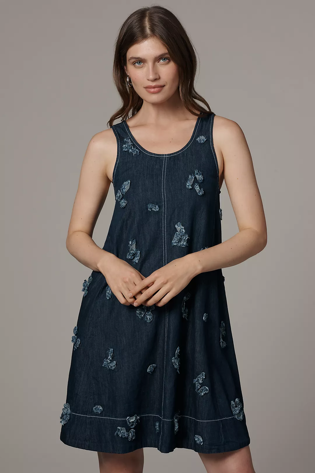 The Keiko Embroidered Denim Mini Dress by Maeve