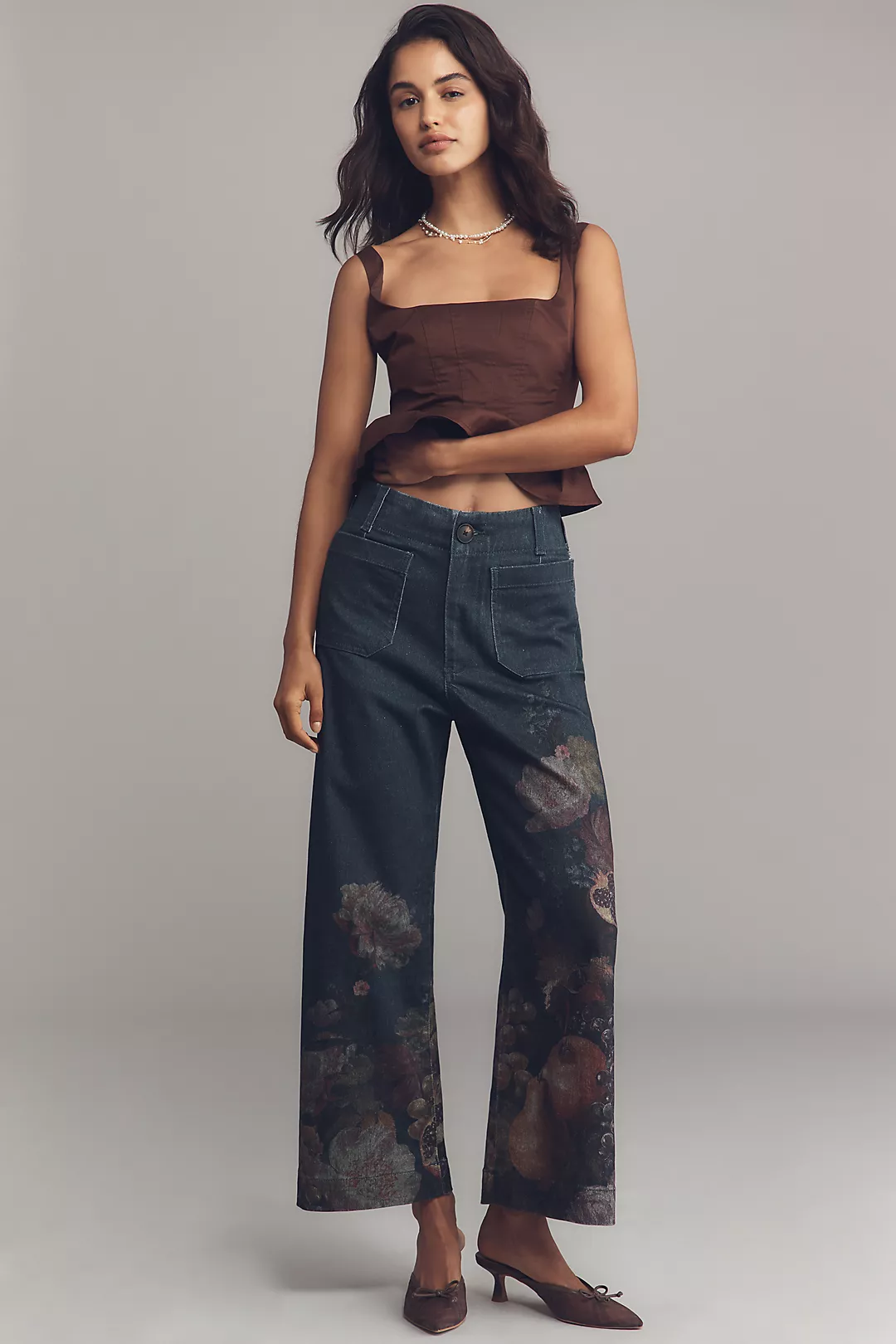The Colette Denim Crop Wide-Leg Jeans by Maeve