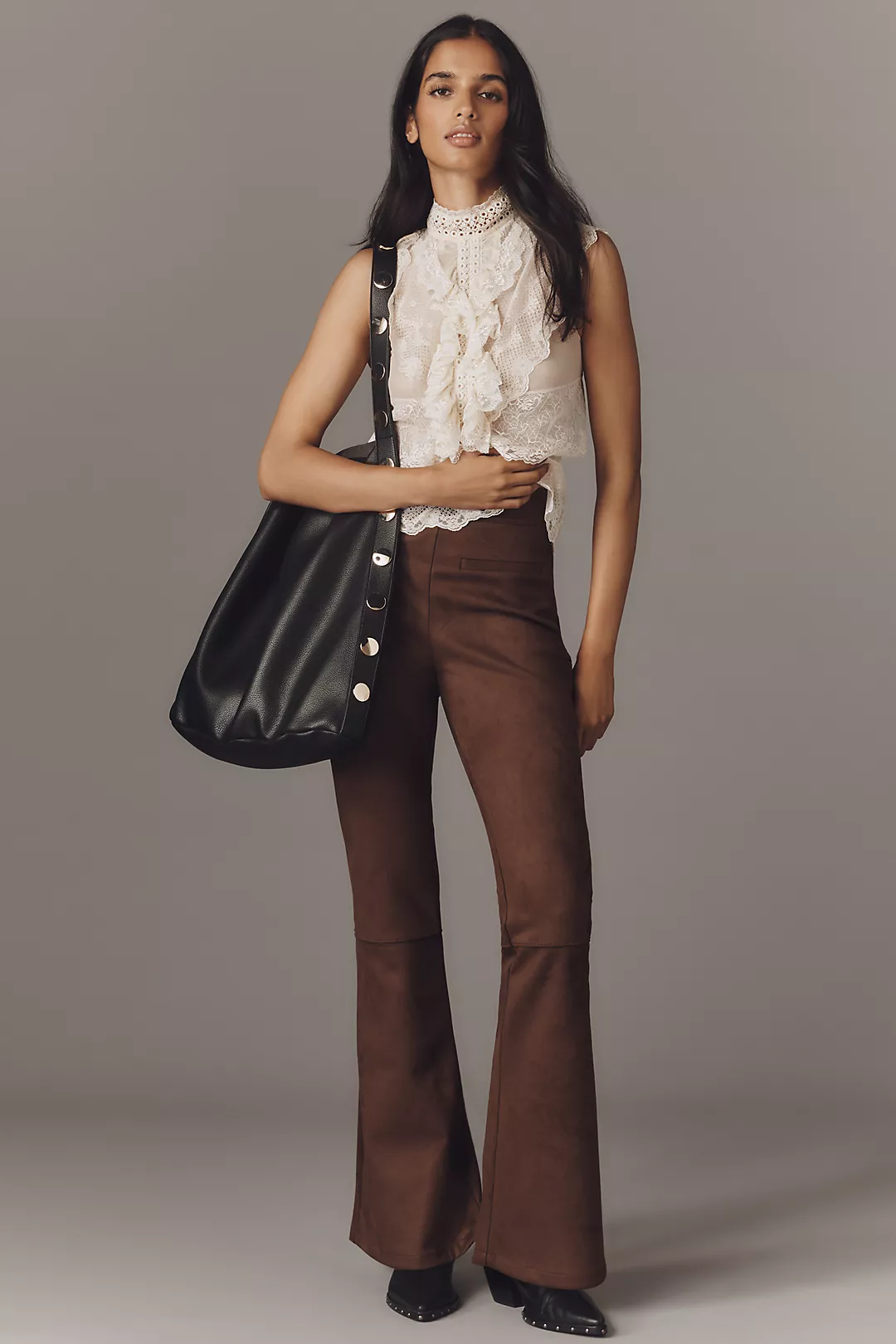 By Anthropologie Faux-Suede Flare Pants