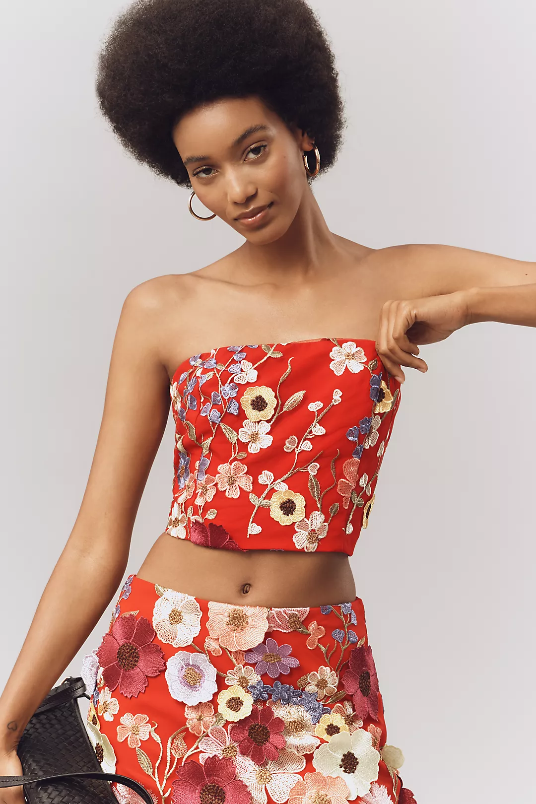 Endless Rose Strapless Embroidered Crop Top