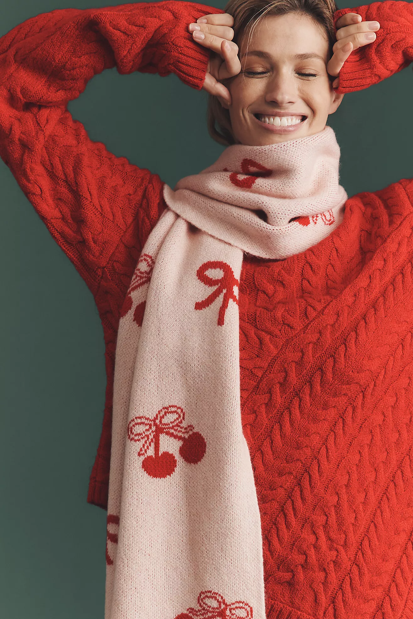 By Anthropologie Cherry Bow Scarf