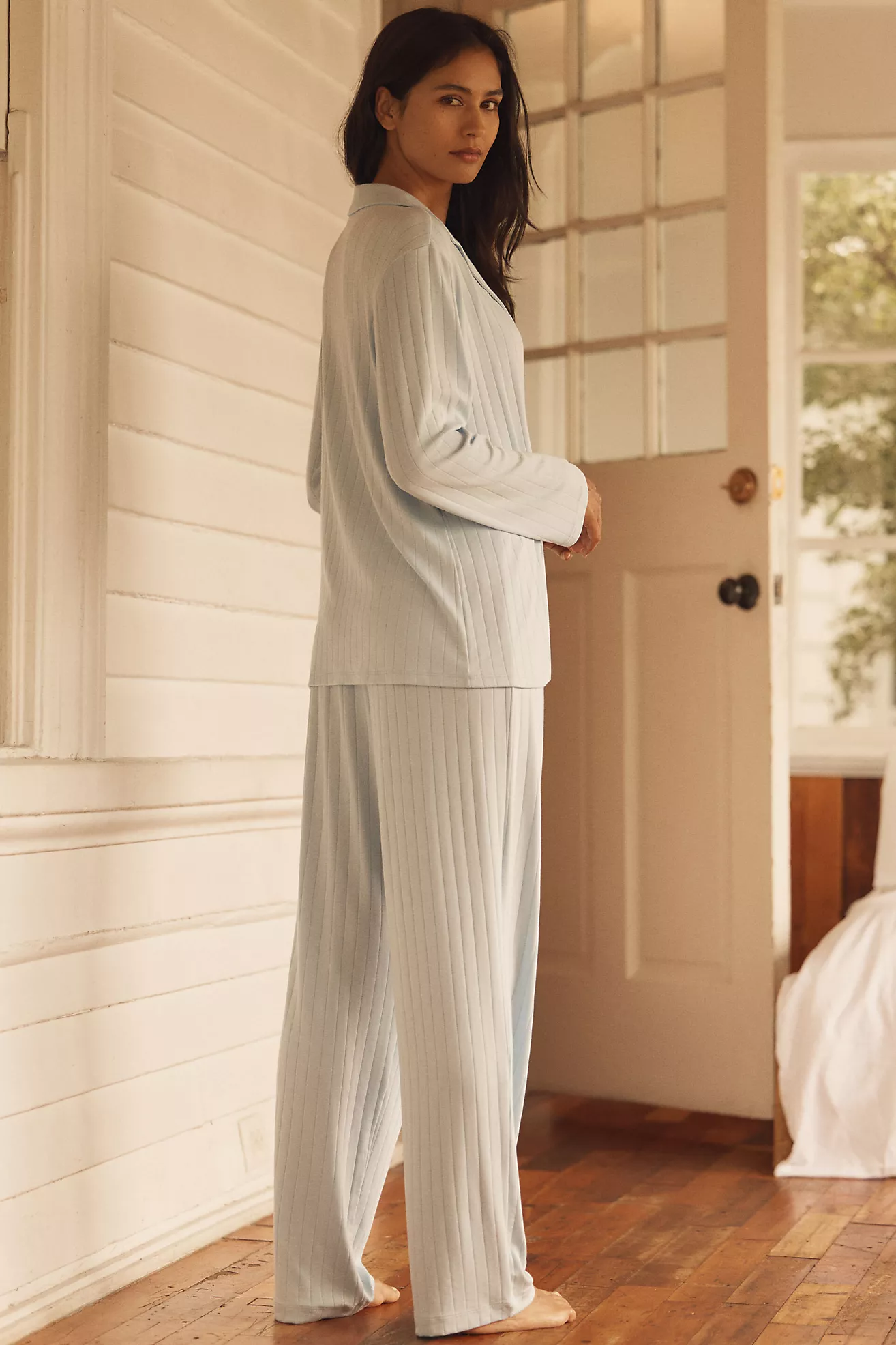 Eberjey Gisele Ribbed Long-Sleeve Pajama Set