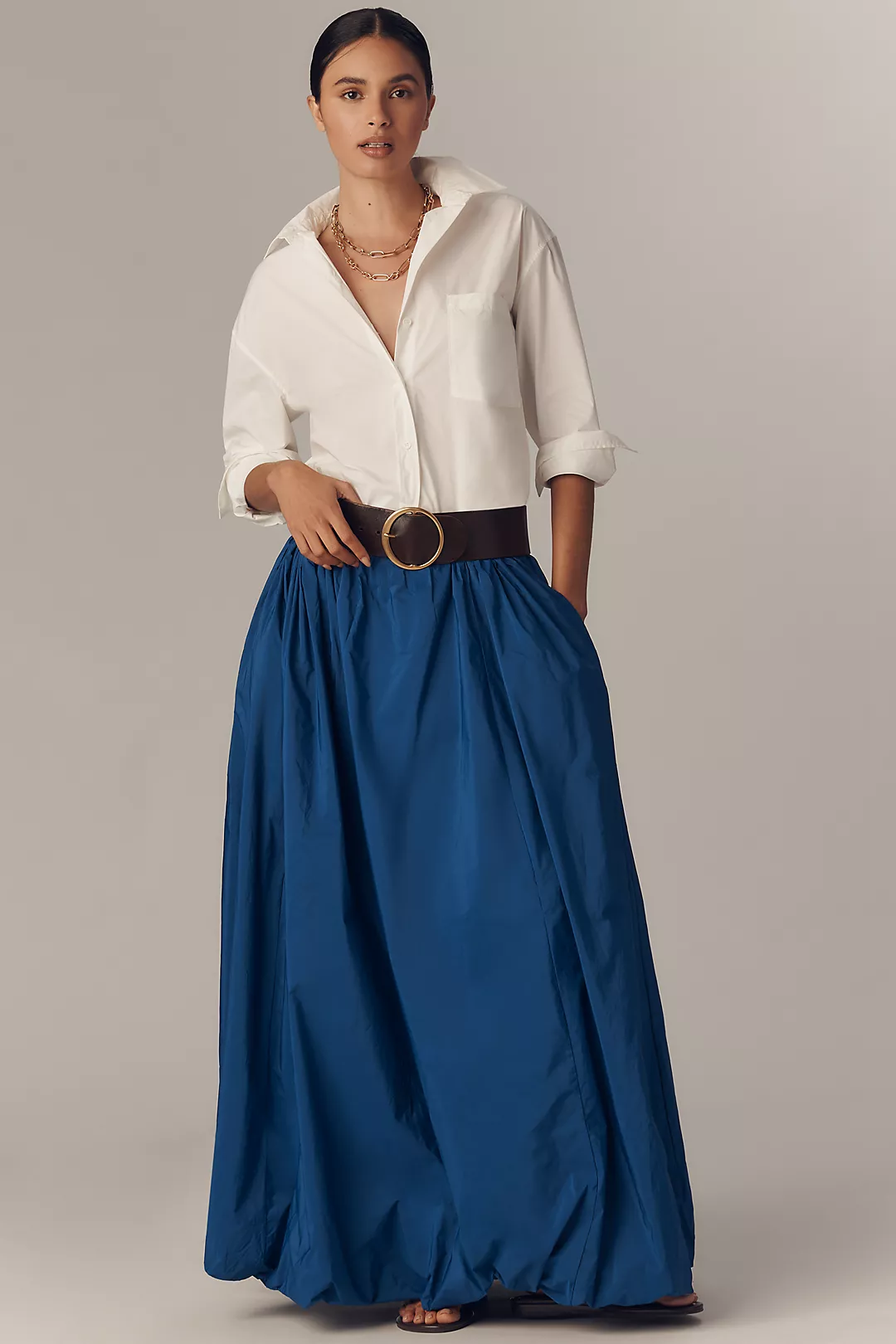 Maeve Bubble-Hem Maxi Skirt