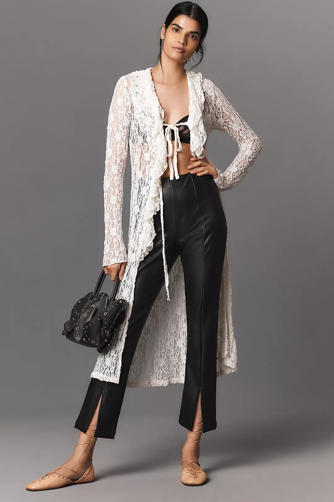 Maeve Split-Front Faux-Leather Pants