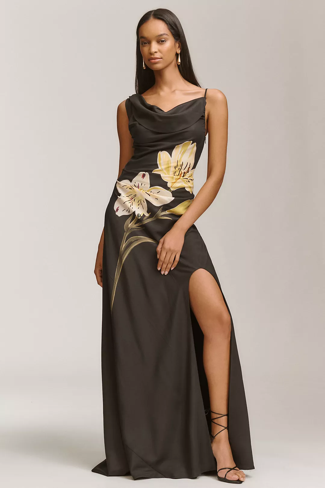 LEO LIN Esme Cowl-Neck Wool-Silk Blend Maxi Dress