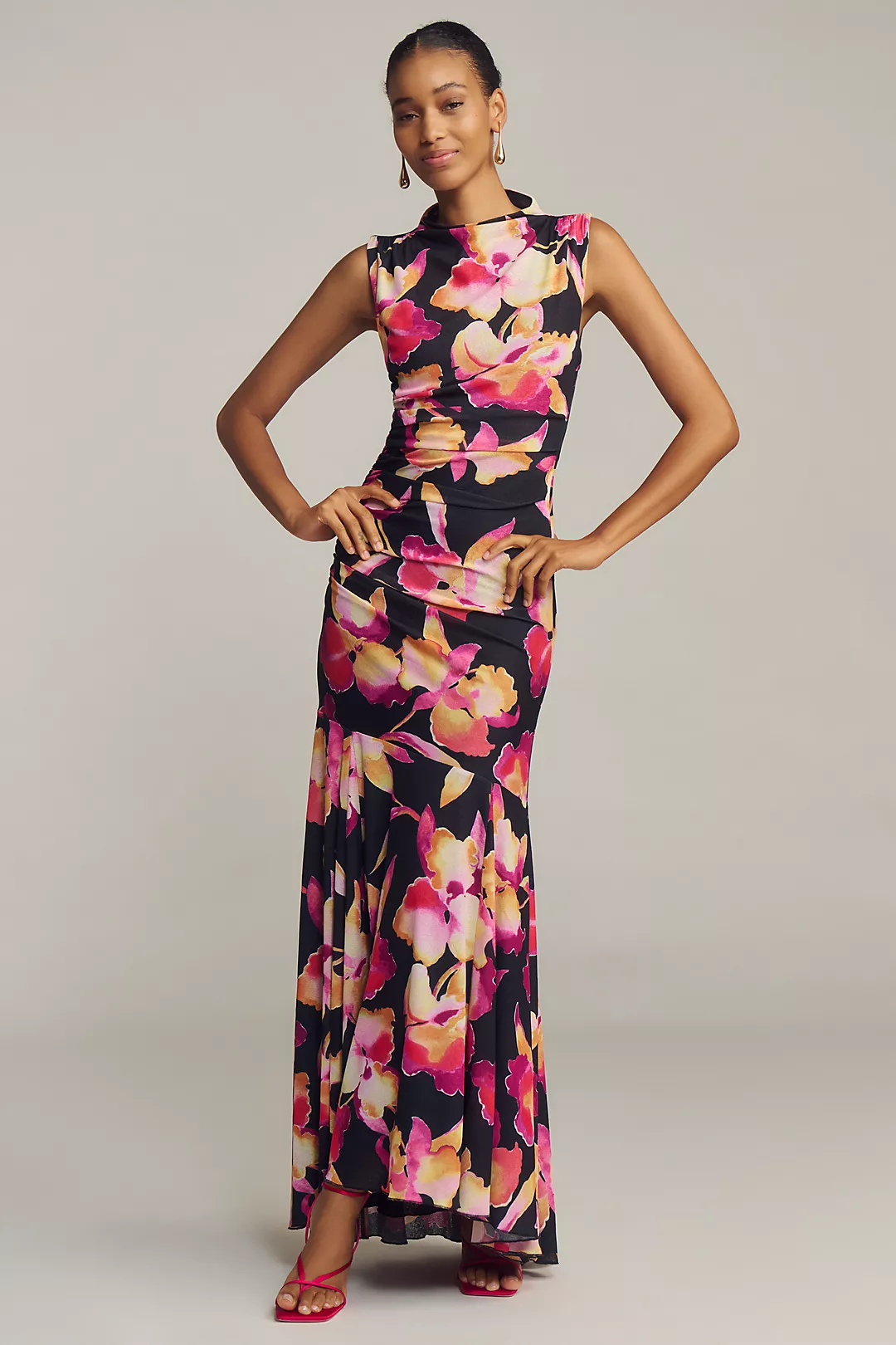 Rails Cosmos Sleeveless High-Neck Ruched Maxi Dress