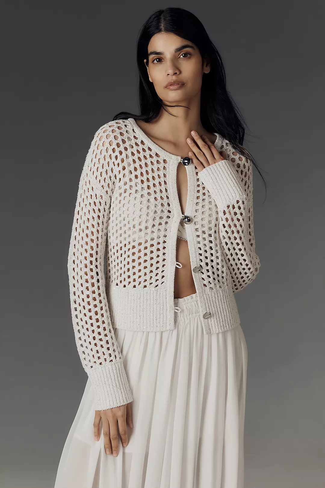 Derek Lam 10 Crosby Syvie Crochet Sequin Cardigan Sweater