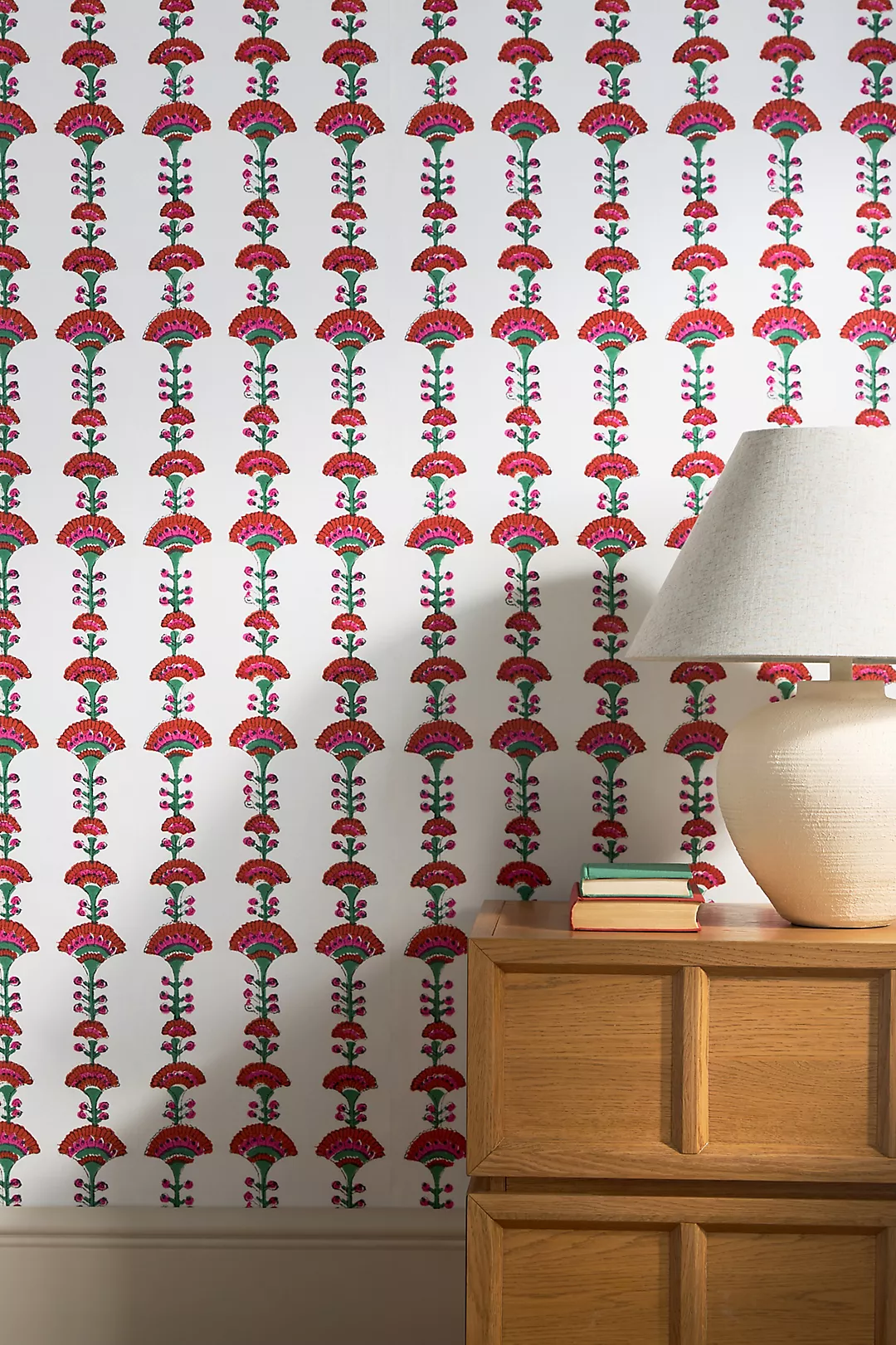 Furbish x Mitchell Black Eugenie Red Floral Wallpaper