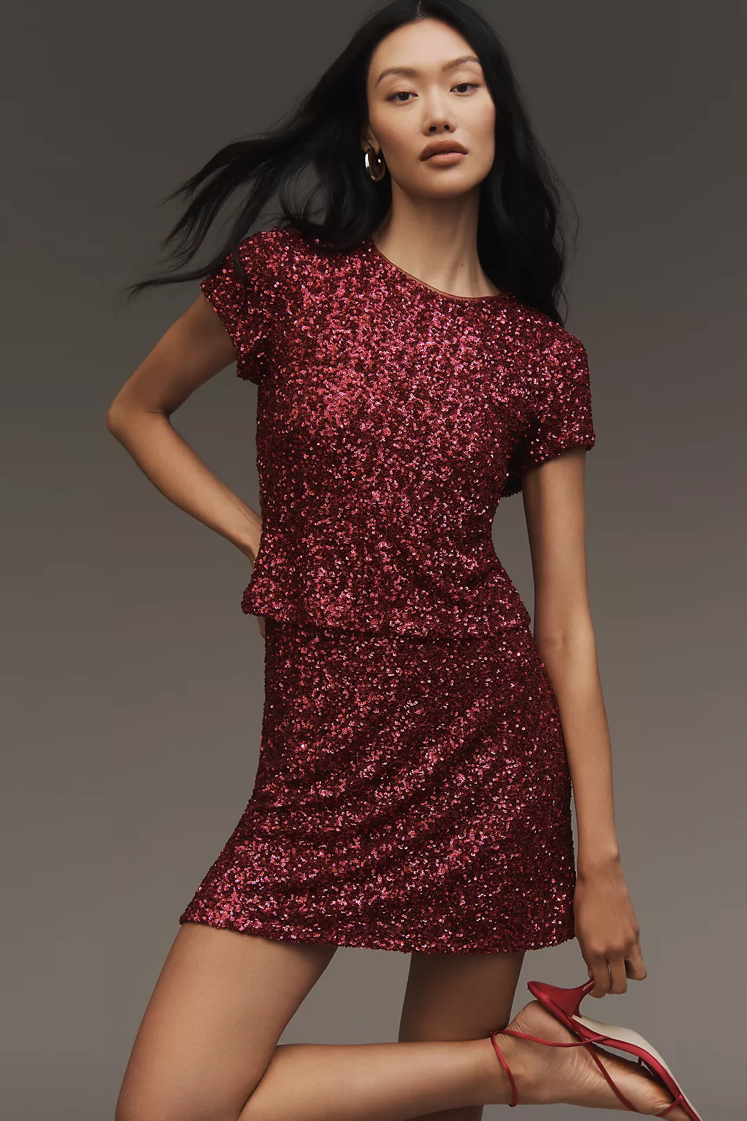 The Tilda Sequin Mini Slip Skirt