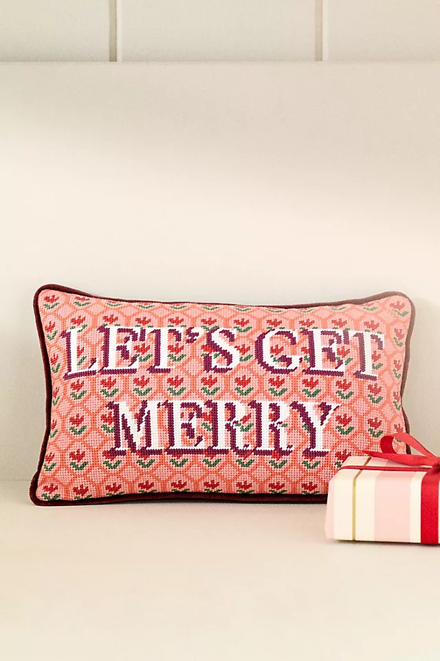 Furbish Studio Holiday Petite Needlepoint Pillow