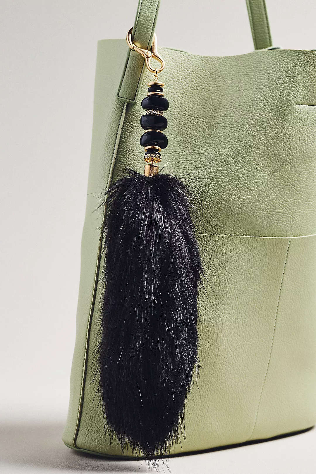 Faux-Fur Beaded Bag Charm