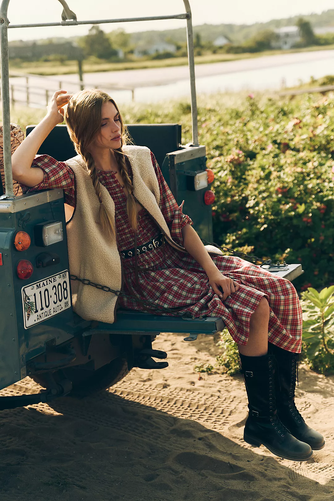 By Anthropologie Faux-Shearling Tie-Front Vest