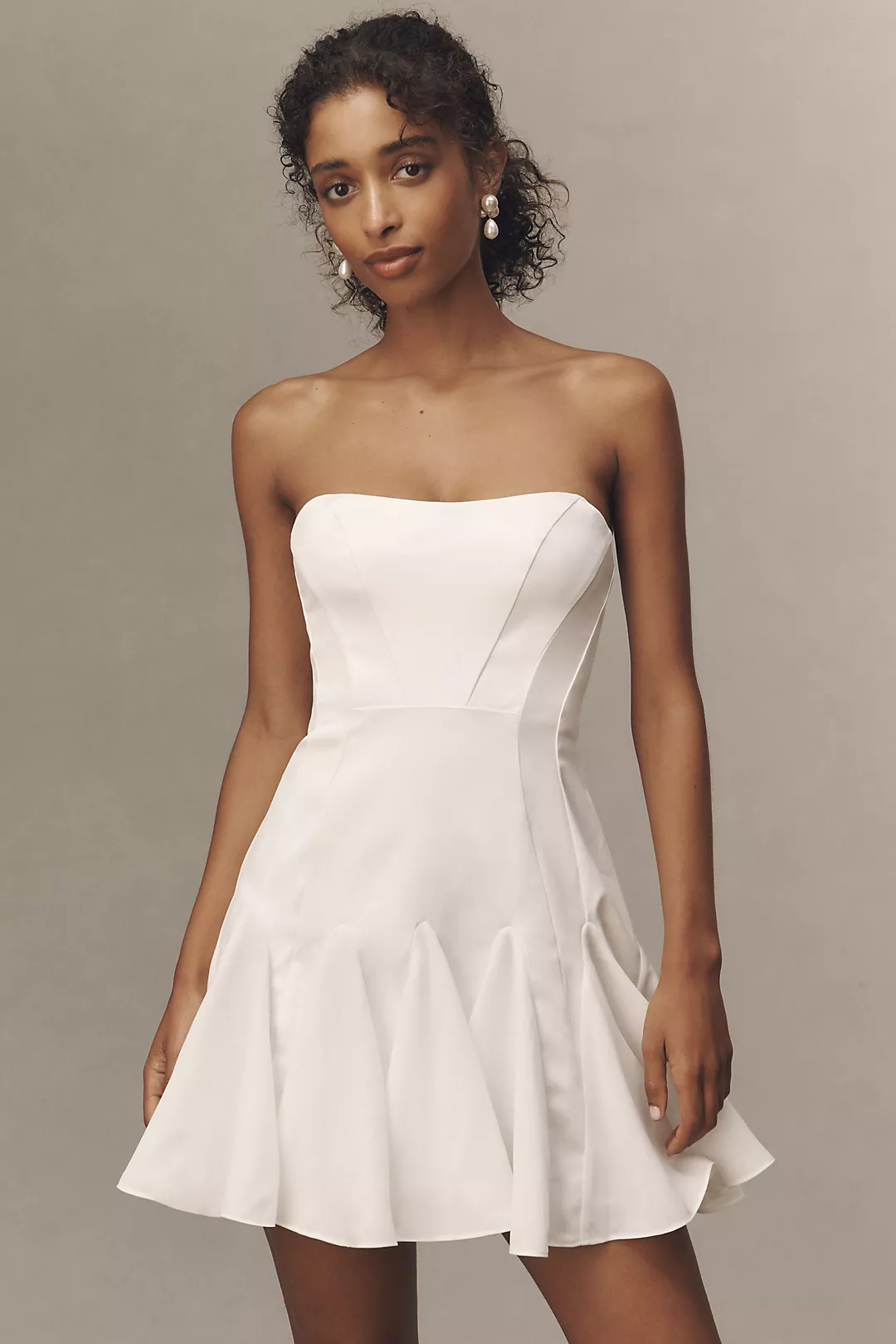 BHLDN Strapless Pleated Fit & Flare Mini Dress