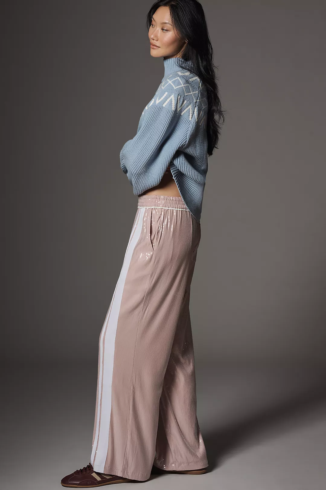The Brooklin Sequin Pull-On Track Pants by Maeve