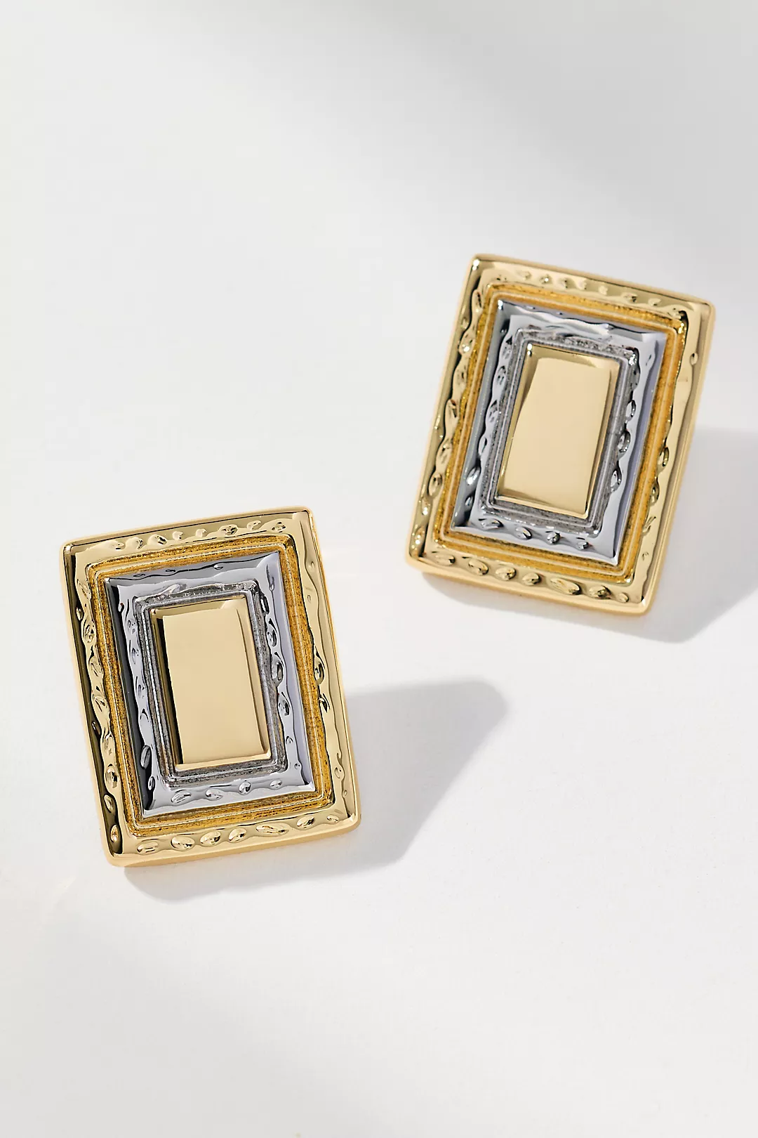 Two-Tone Rectangular Earrings