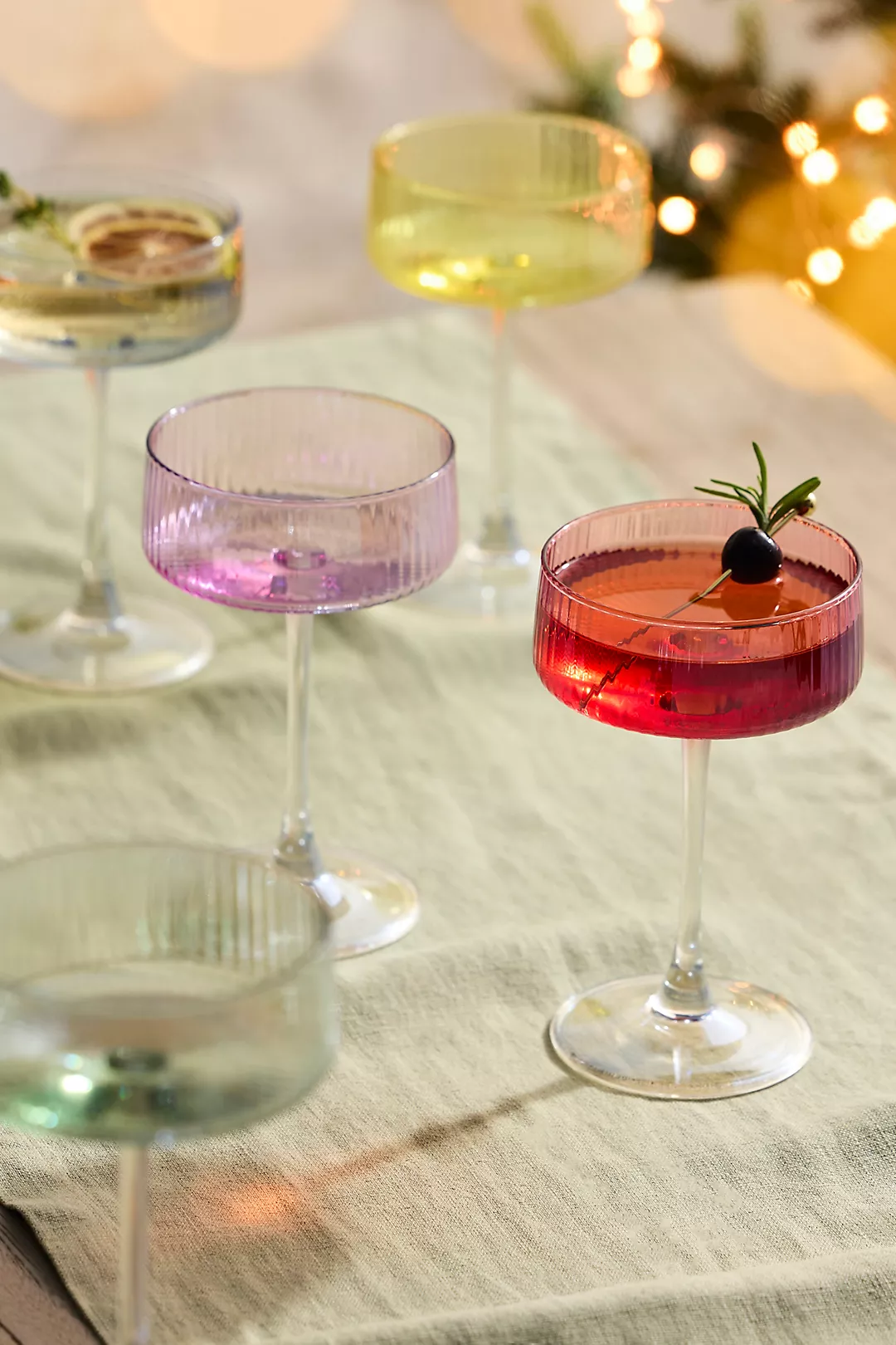 Colorful Glass Coupes, Set of 2