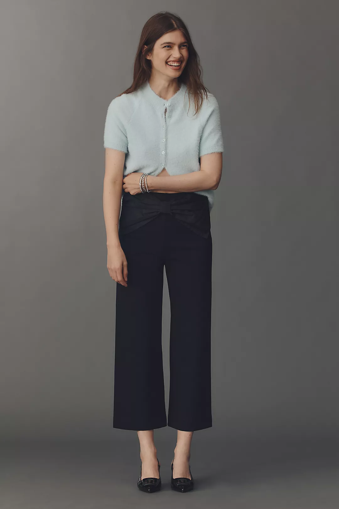 The Colette Crop Bow-Waist Pants by Maeve