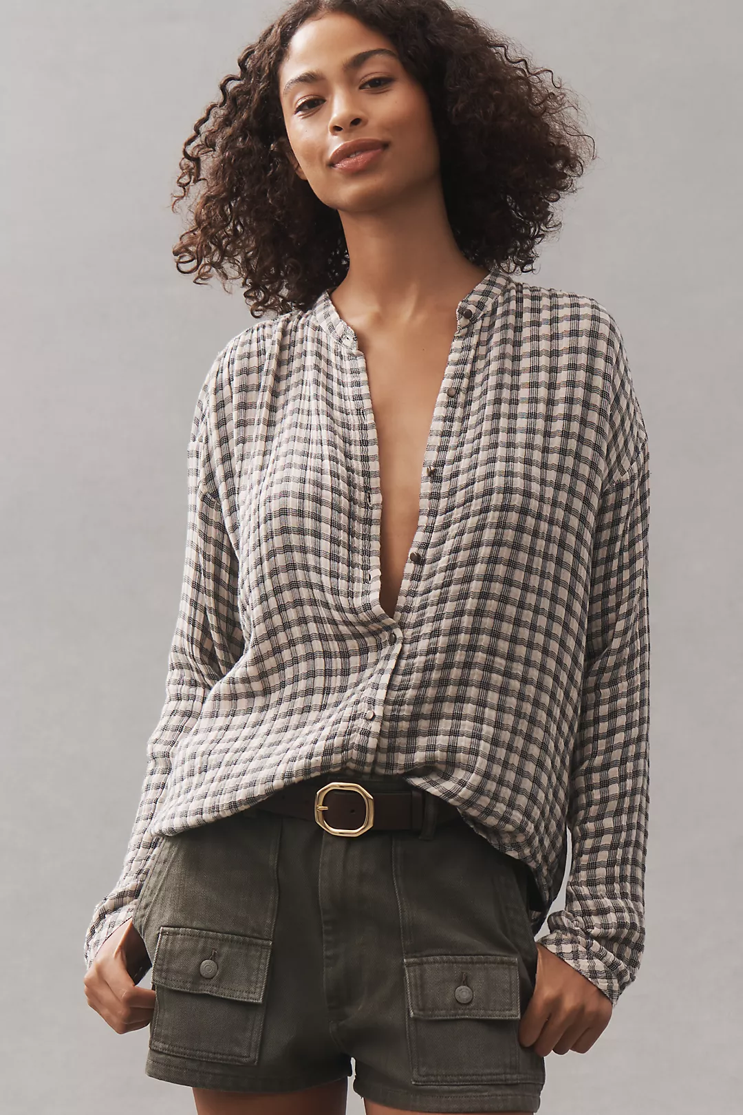 Cloth & Stone Shirred Henley Top