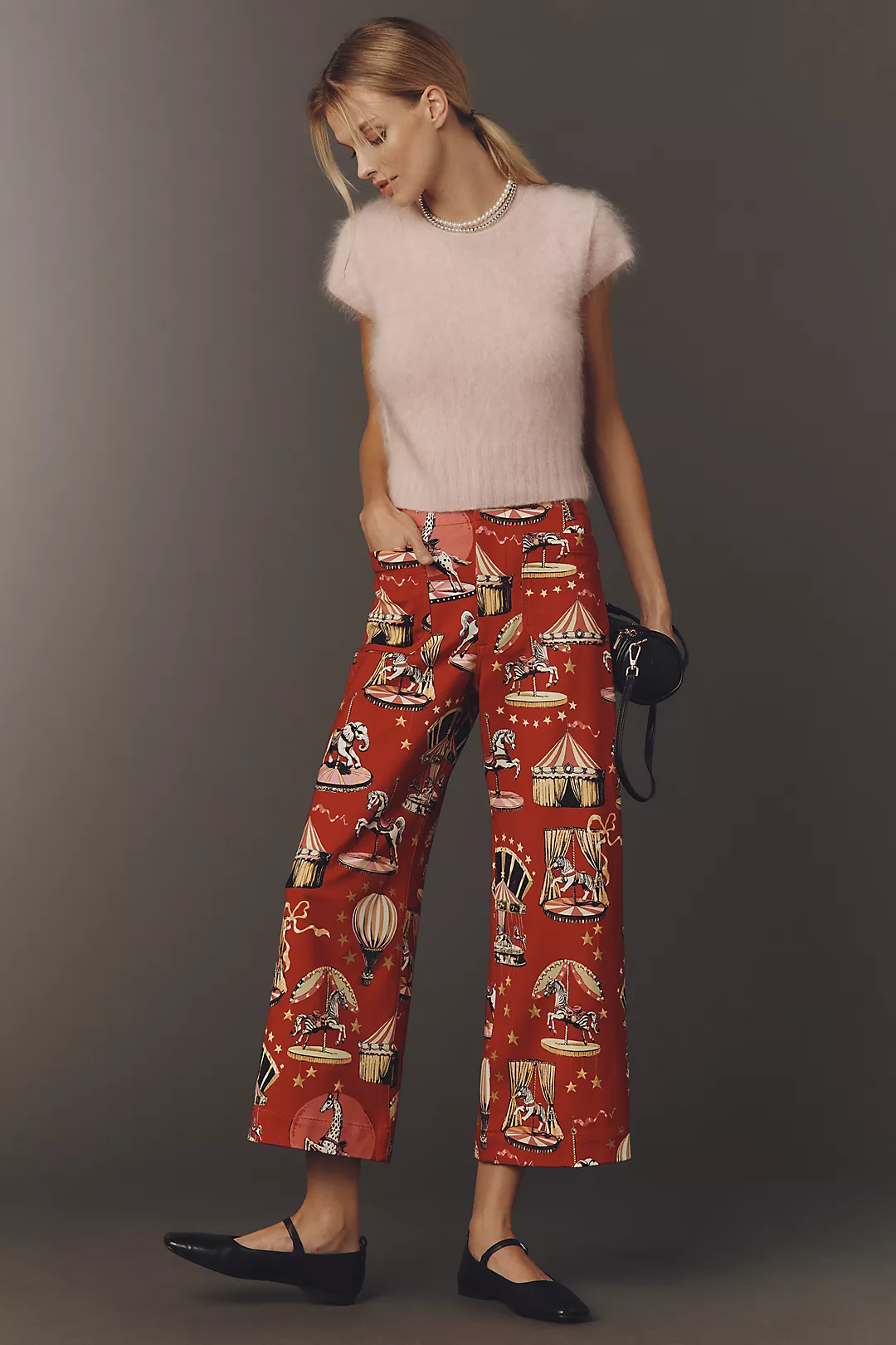 The Colette Crop Printed Ponte Pants by Maeve